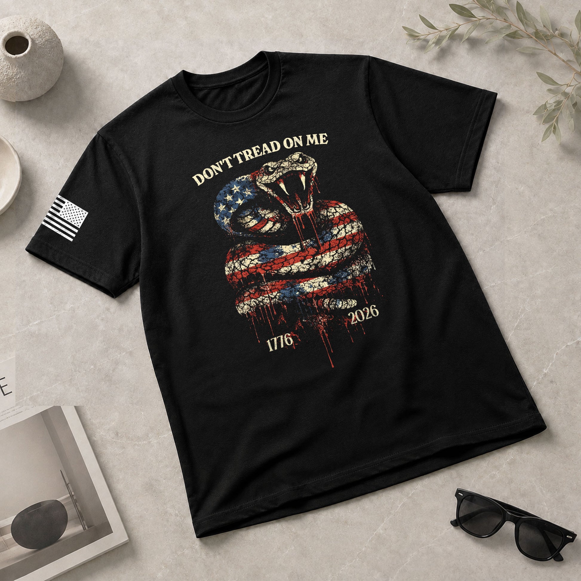America 250th Anniversary 1776-2026 T-Shirt – Don’t Tread On Me Patriotic Snake 250 Years of Liberty Tee - Rust Field Wear