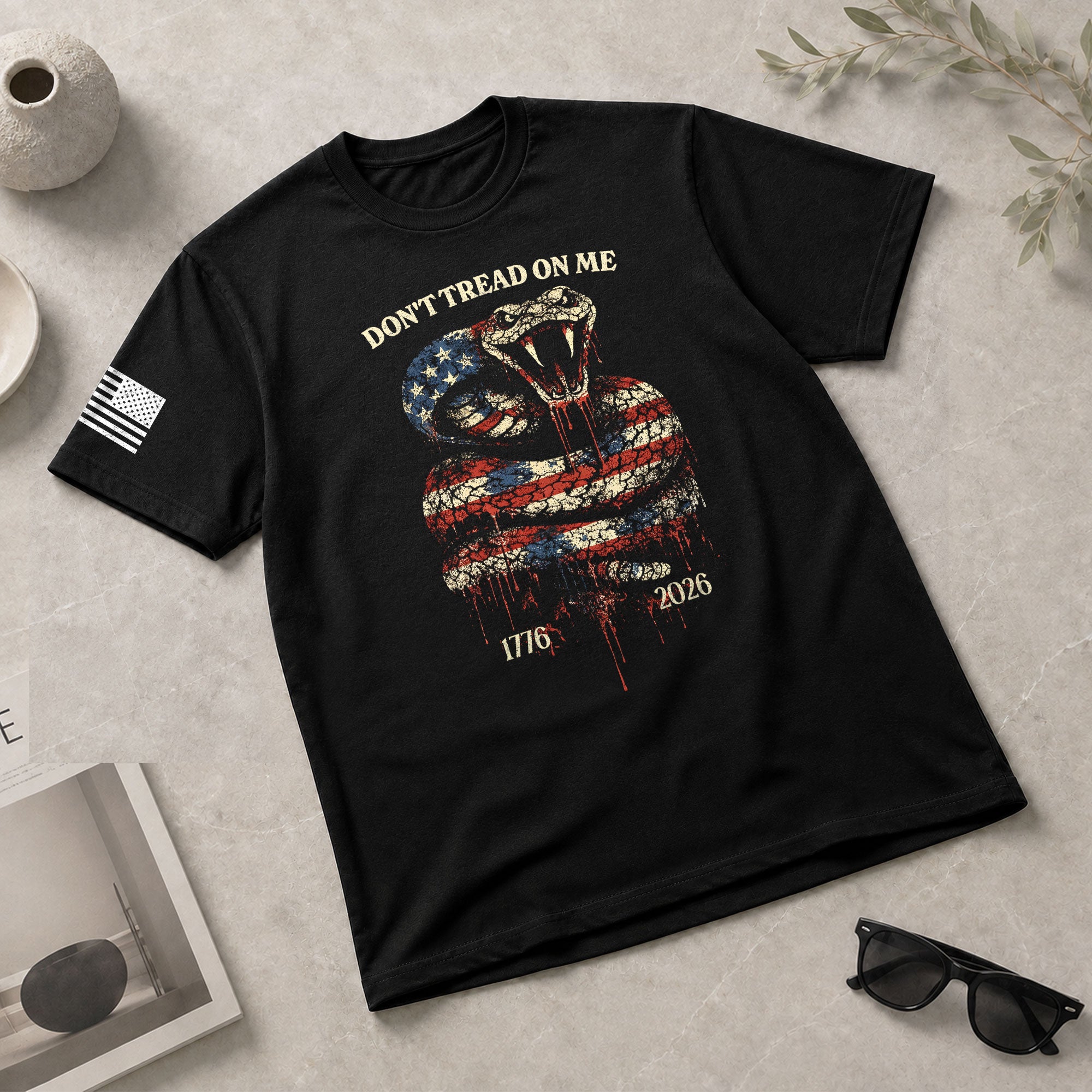 America 250th Anniversary 1776-2026 T-Shirt – Don’t Tread On Me Patriotic Snake 250 Years of Liberty Tee - Rust Field Wear