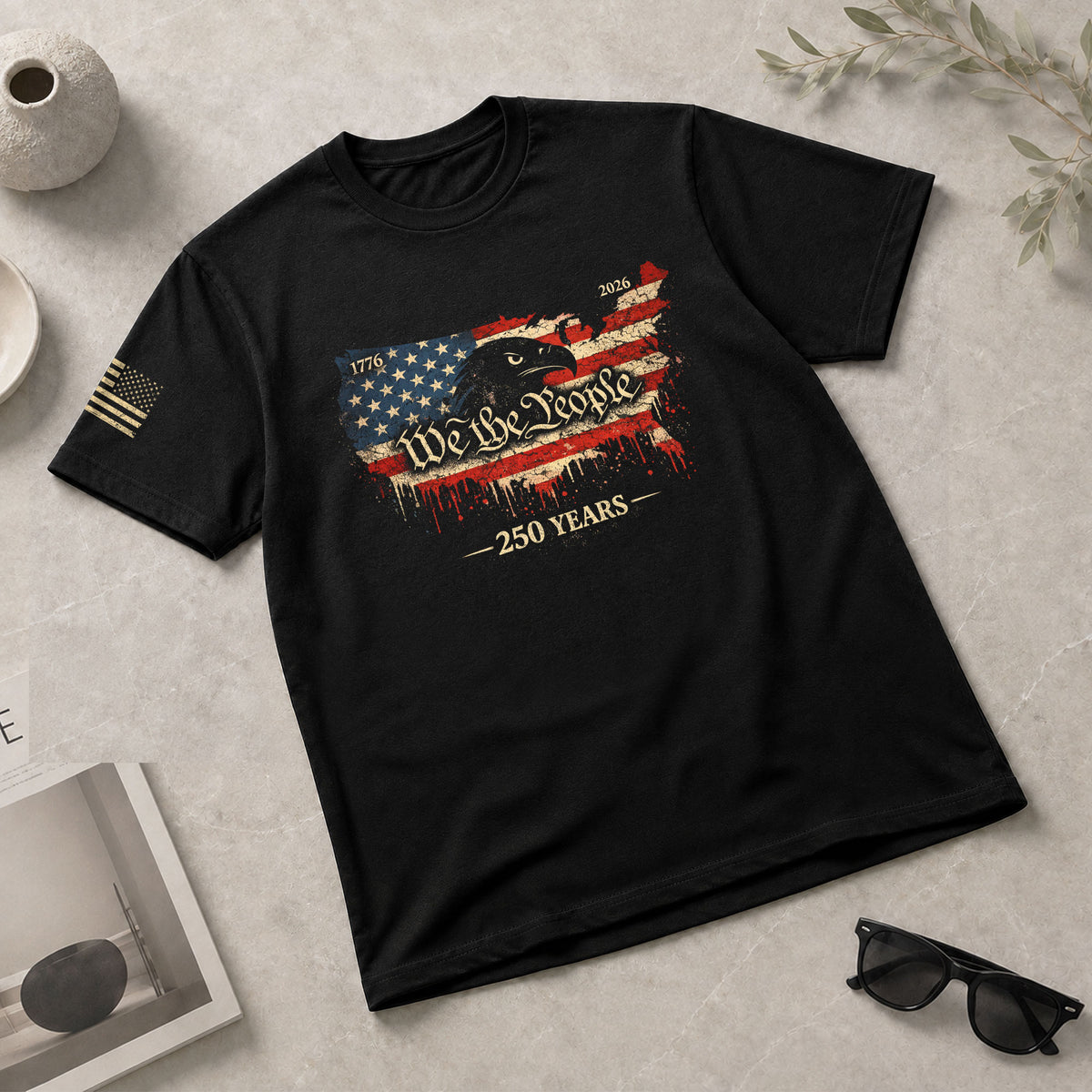 USA 250th Anniversary 1776-2026 T-Shirt – USA Map & Eagle We The People Patriotic Shirt - Rust Field Wear