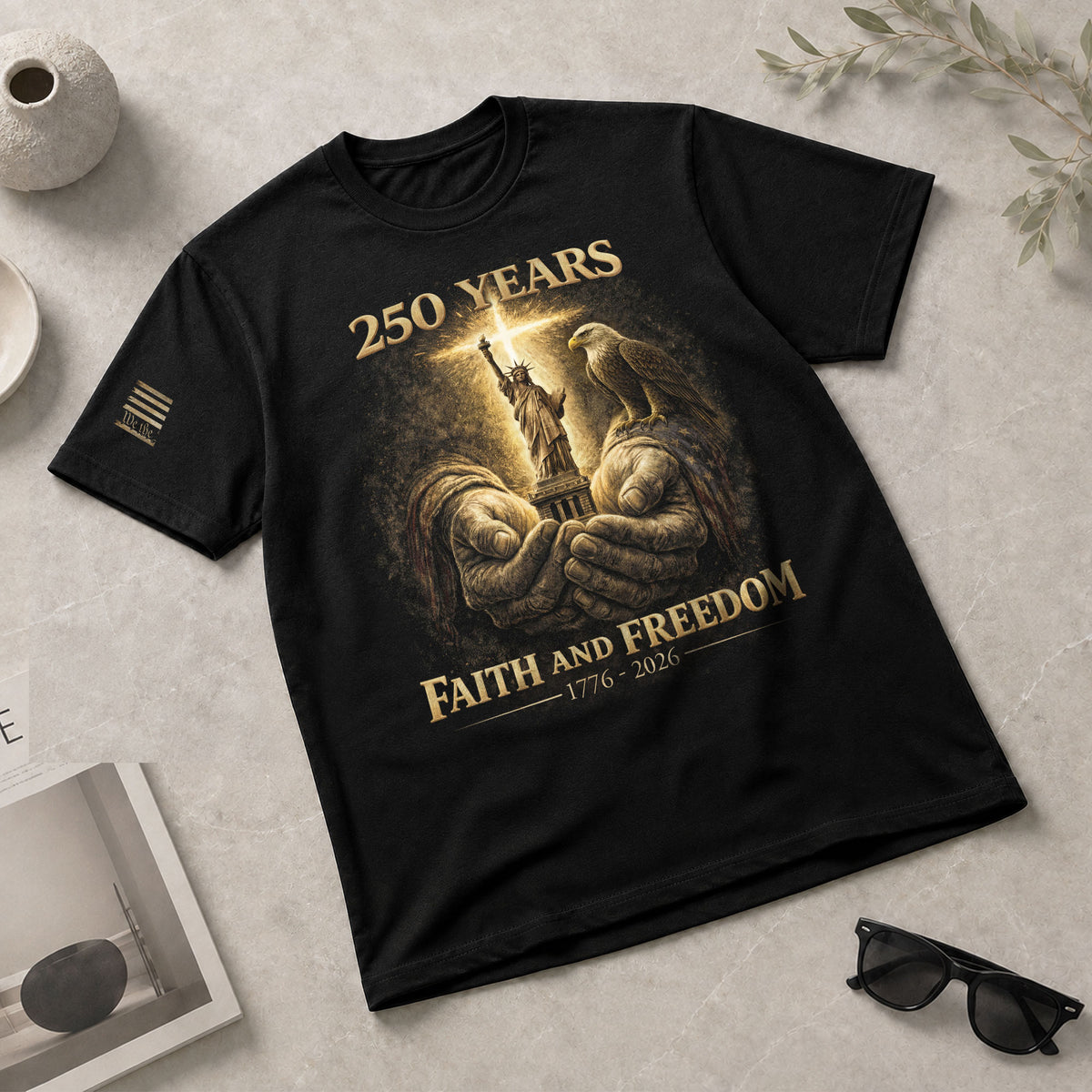 America 250th Anniversary T-Shirt 1776-2026 – God’s Hands, Liberty & Eagle Christian Tee - Rust Field Wear