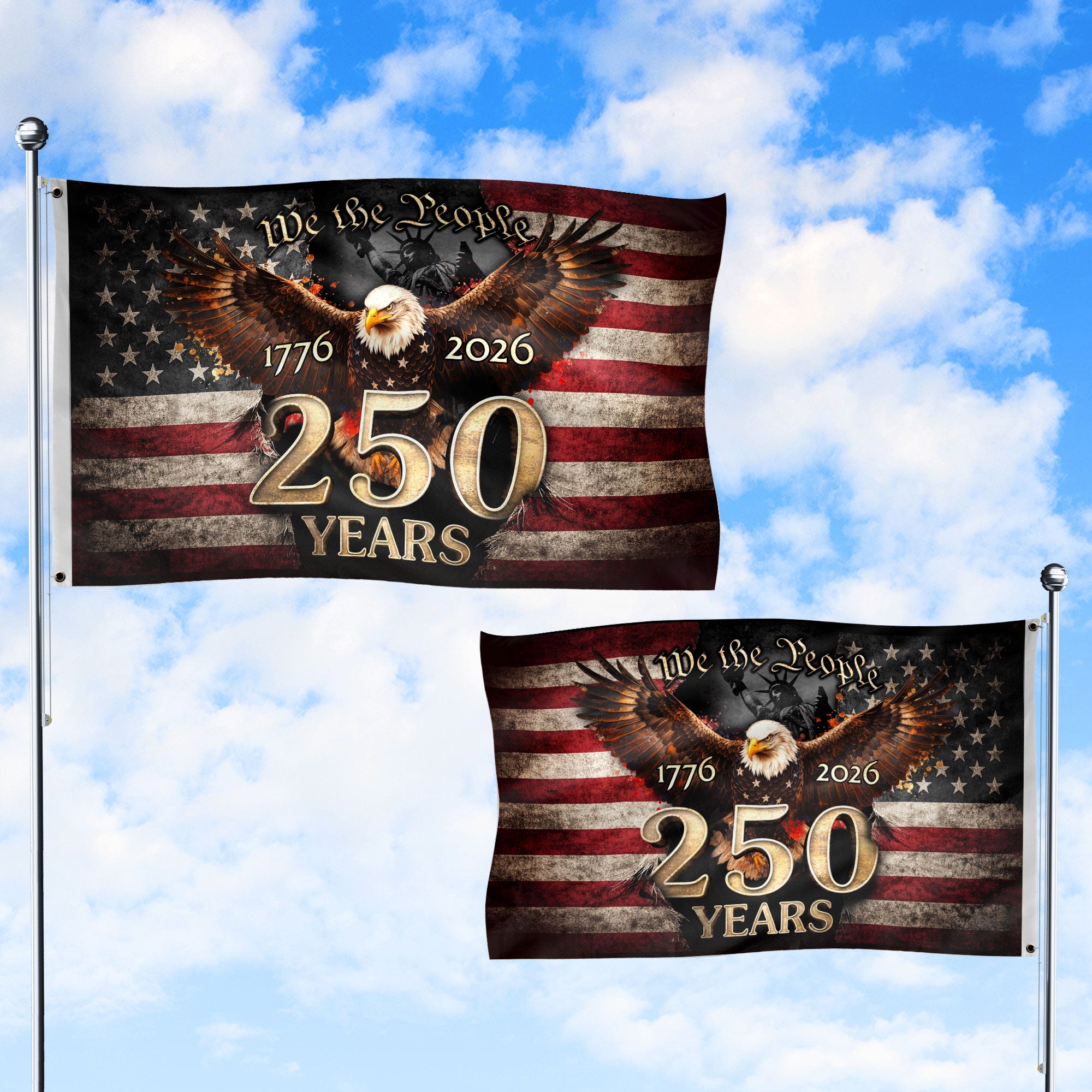 We The People 250 Years Flag 1776–2026 – Eagle Patriotic American Décor