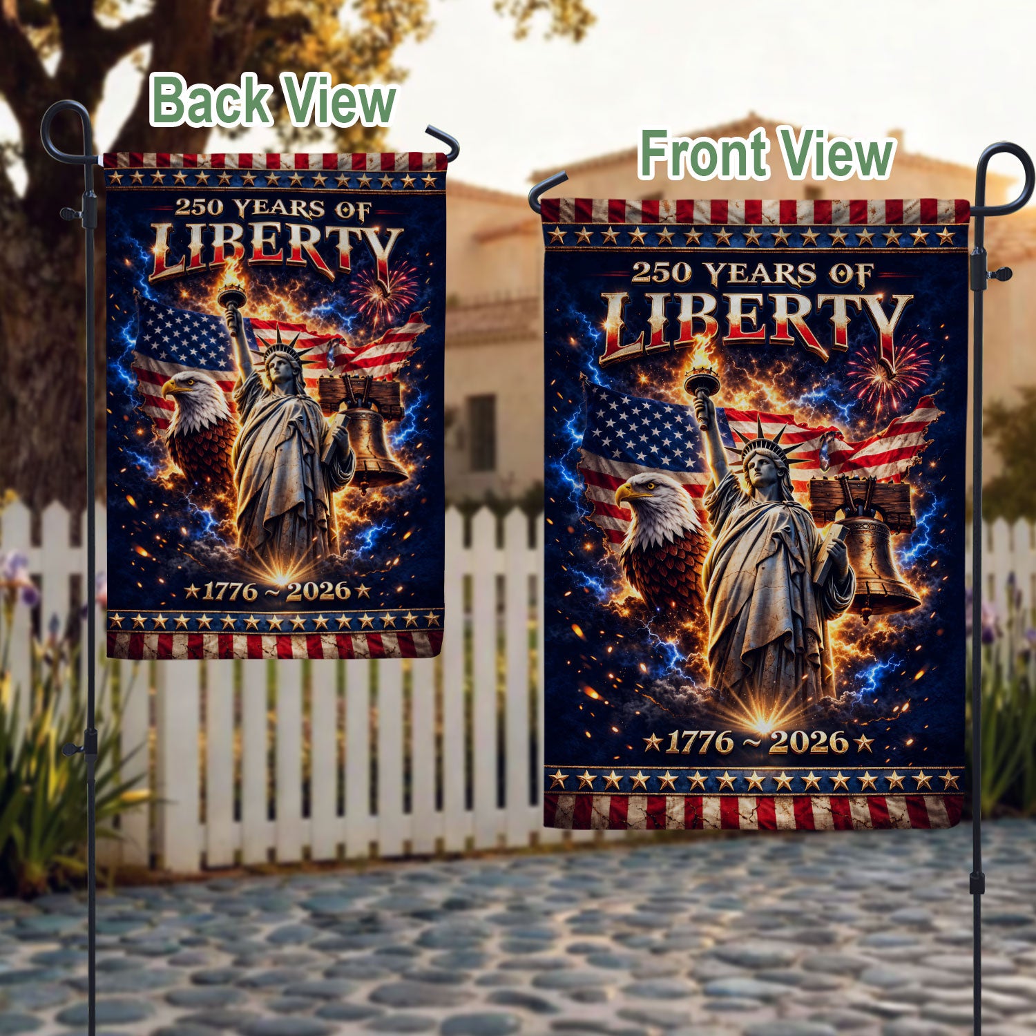 250 Years of Liberty House Flag 1776-2026 – One Nation Under God Christian Values Double Sided Patriotic Flag