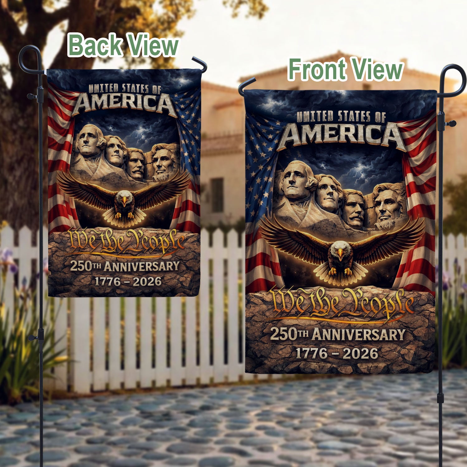 USA 250th Anniversary House Flag 1776-2026, American Flag 250 Year Anniversary, Patriotic Outdoor Yard Decoration