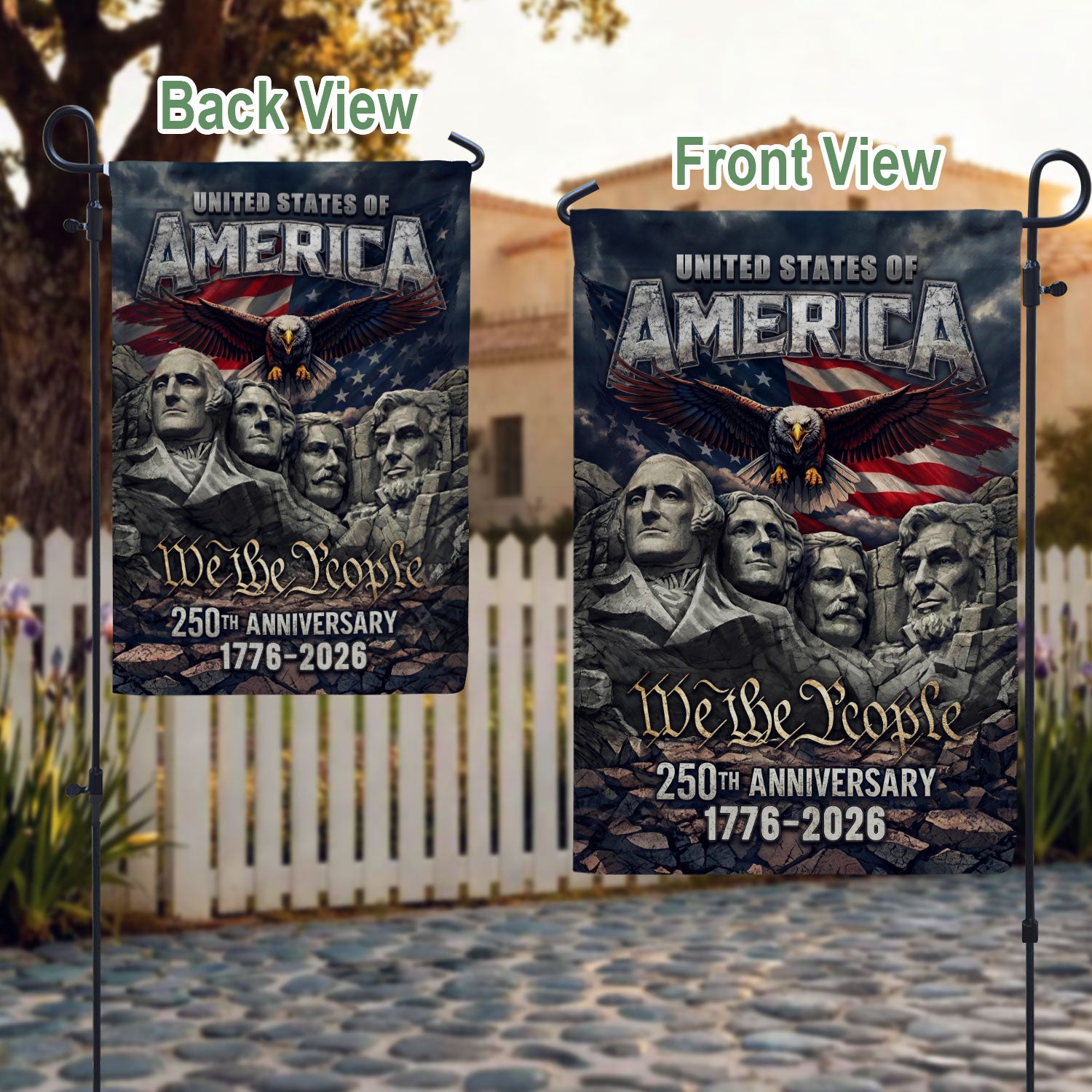 USA 250th Anniversary Garden Flag 1776–2026 – American Flag 250 Year Anniversary Patriotic Eagle We The People Outdoor Yard Decor Flag - Rust Field Wear