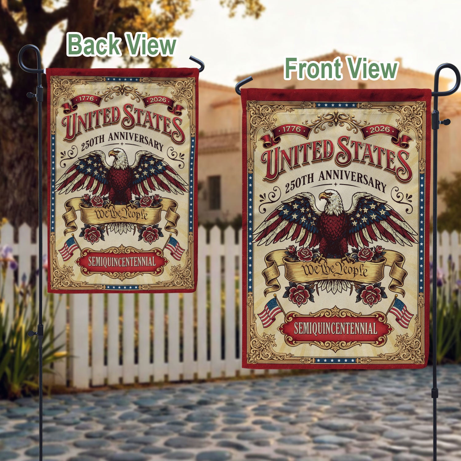 United States 250th Anniversary Garden Flag Vintage 1776-2026 We The People Yard Banner 12x18inch