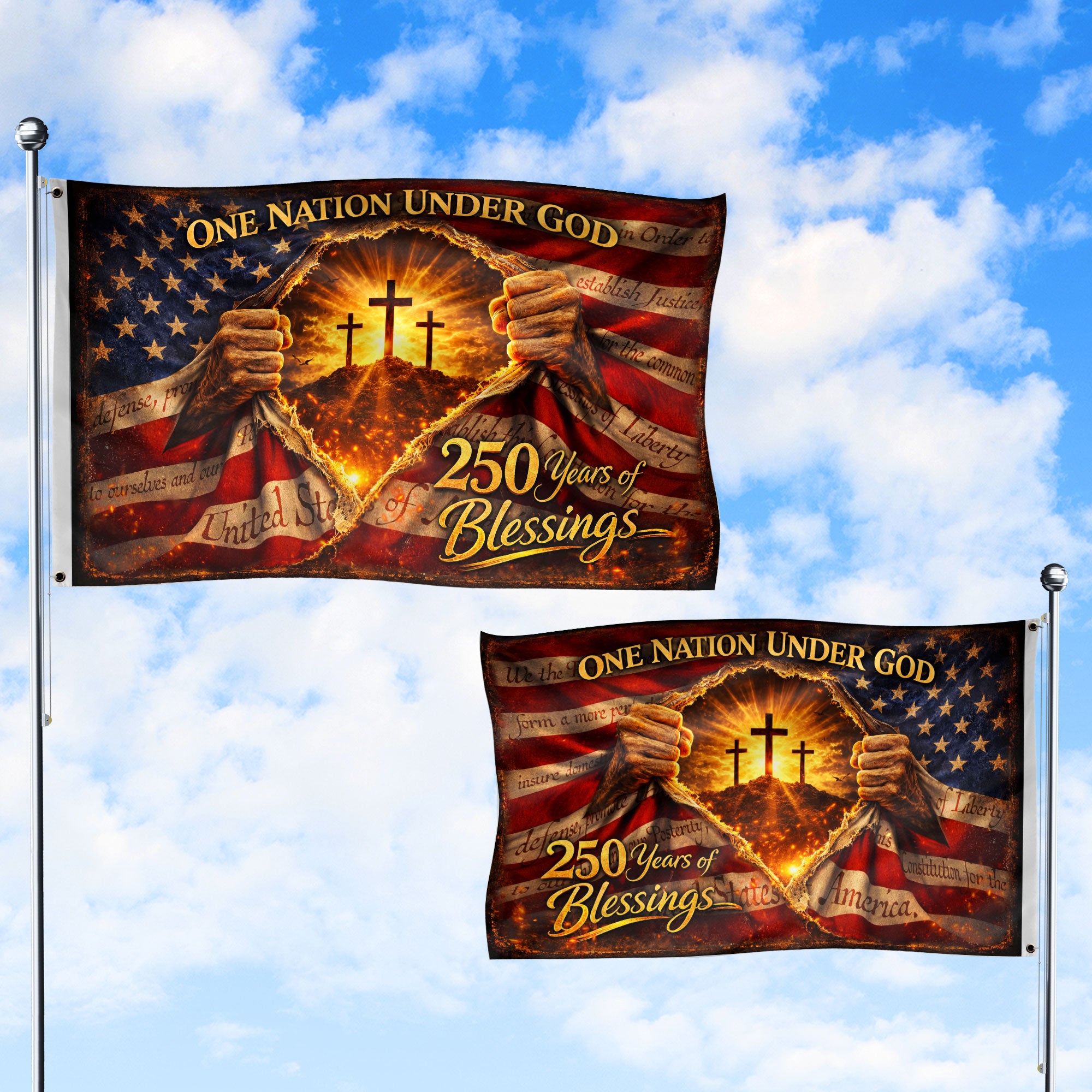 1776–2026 USA 250th Anniversary House Flag Patriotic American Flag Christian Eagle
