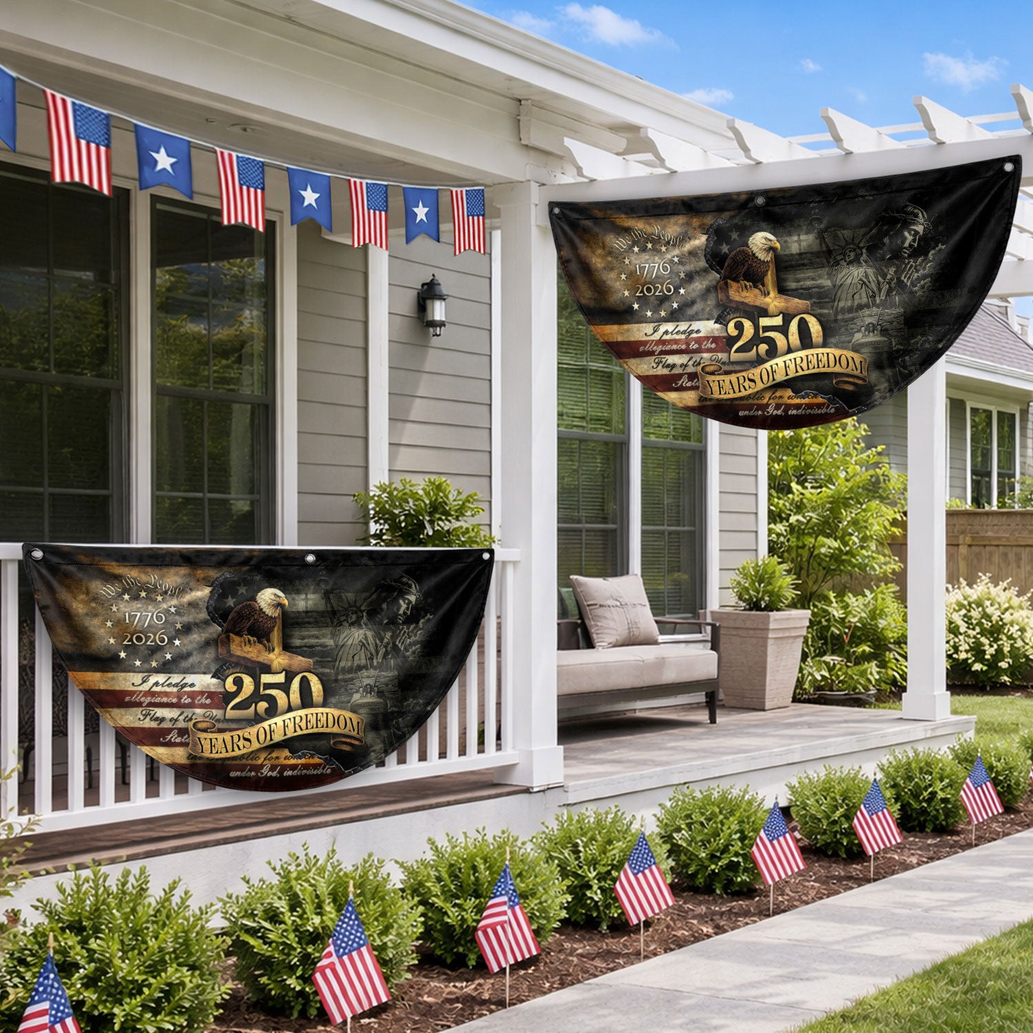 Fence Flag 250th Anniversary USA Flag 1776-2026 Eagle Patriotic 250 Year American Anniversary Flag Decor - Rust Field Wear