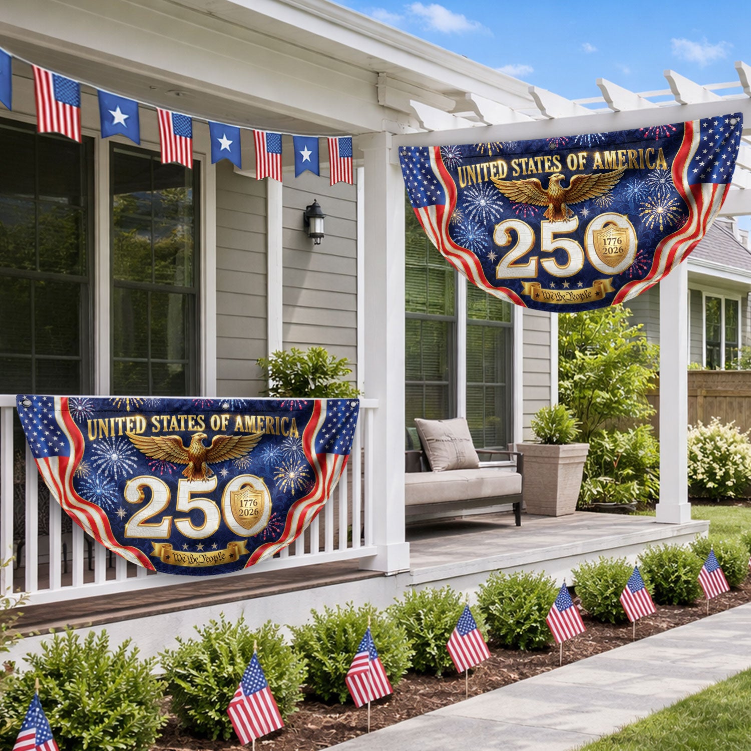 250 Years United States Fence Flag 1776-2026 Patriotic Heritage Banner - Rust Field Wear