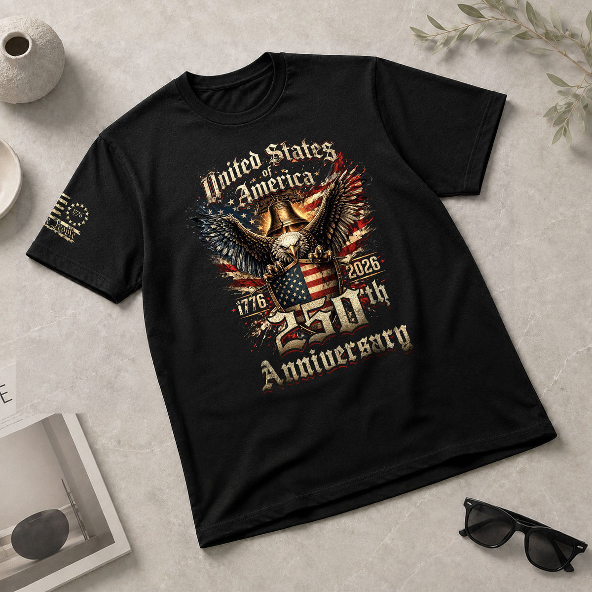 American Eagle 250th Anniversary T-Shirt 1776–2026 Patriotic Independence Graphic Tee - Rust Field Wear