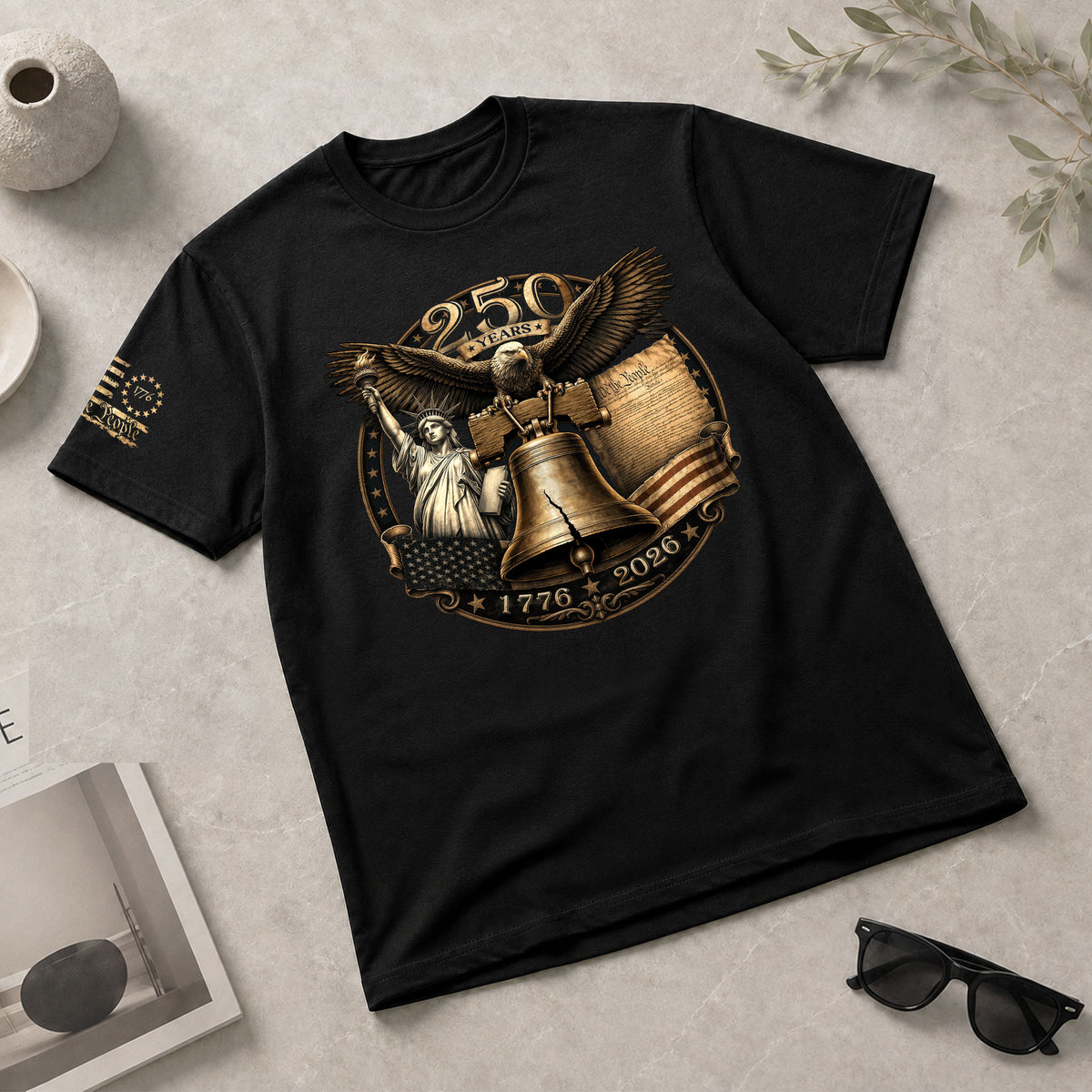 Liberty Bell Statue of Liberty T-Shirt - Patriotic 250 Years Heritage Tee - Rust Field Wear