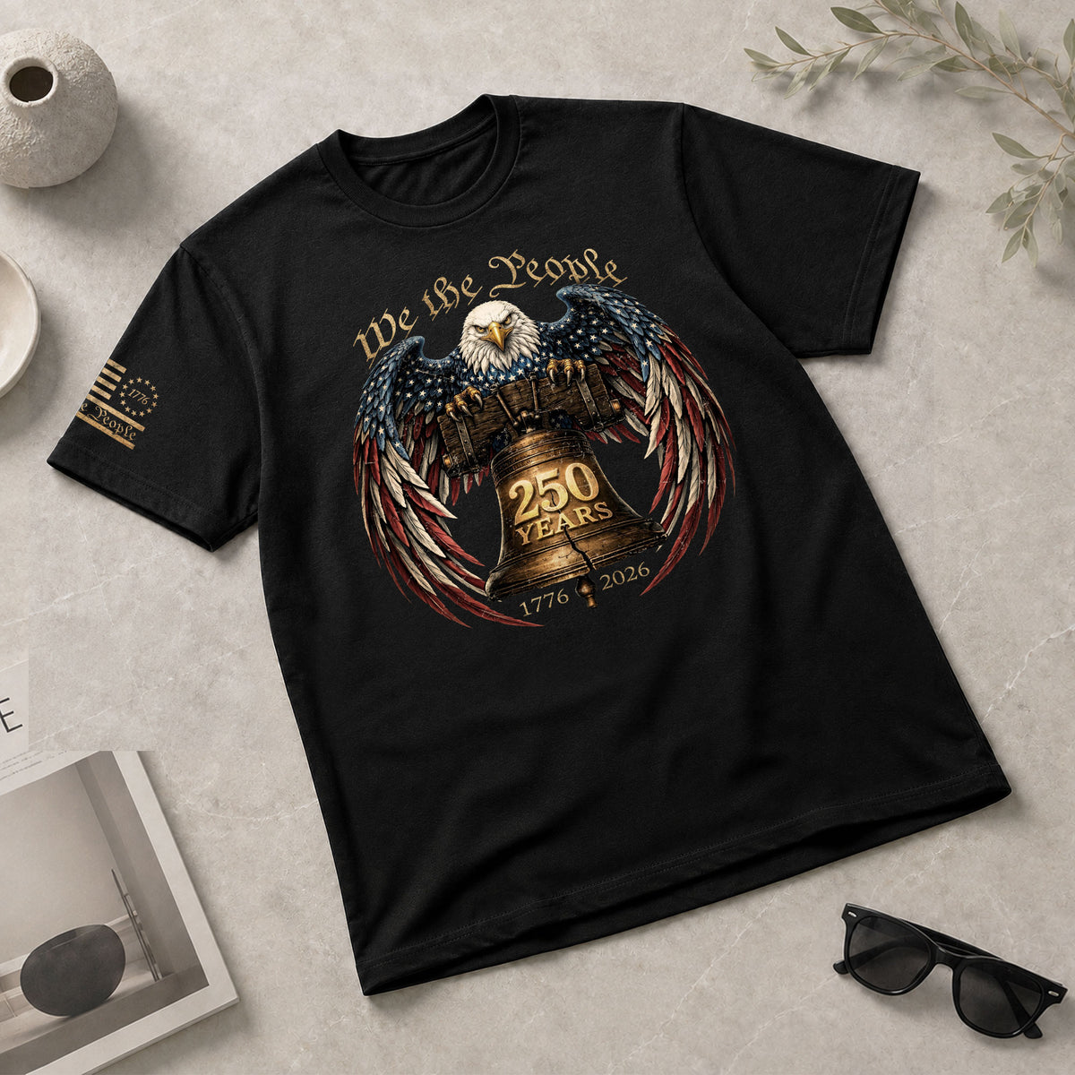 We the People 250 Years 1776-2026 T-Shirt - Patriotic Liberty Bell Eagle Graphic Tee - Rust Field Wear