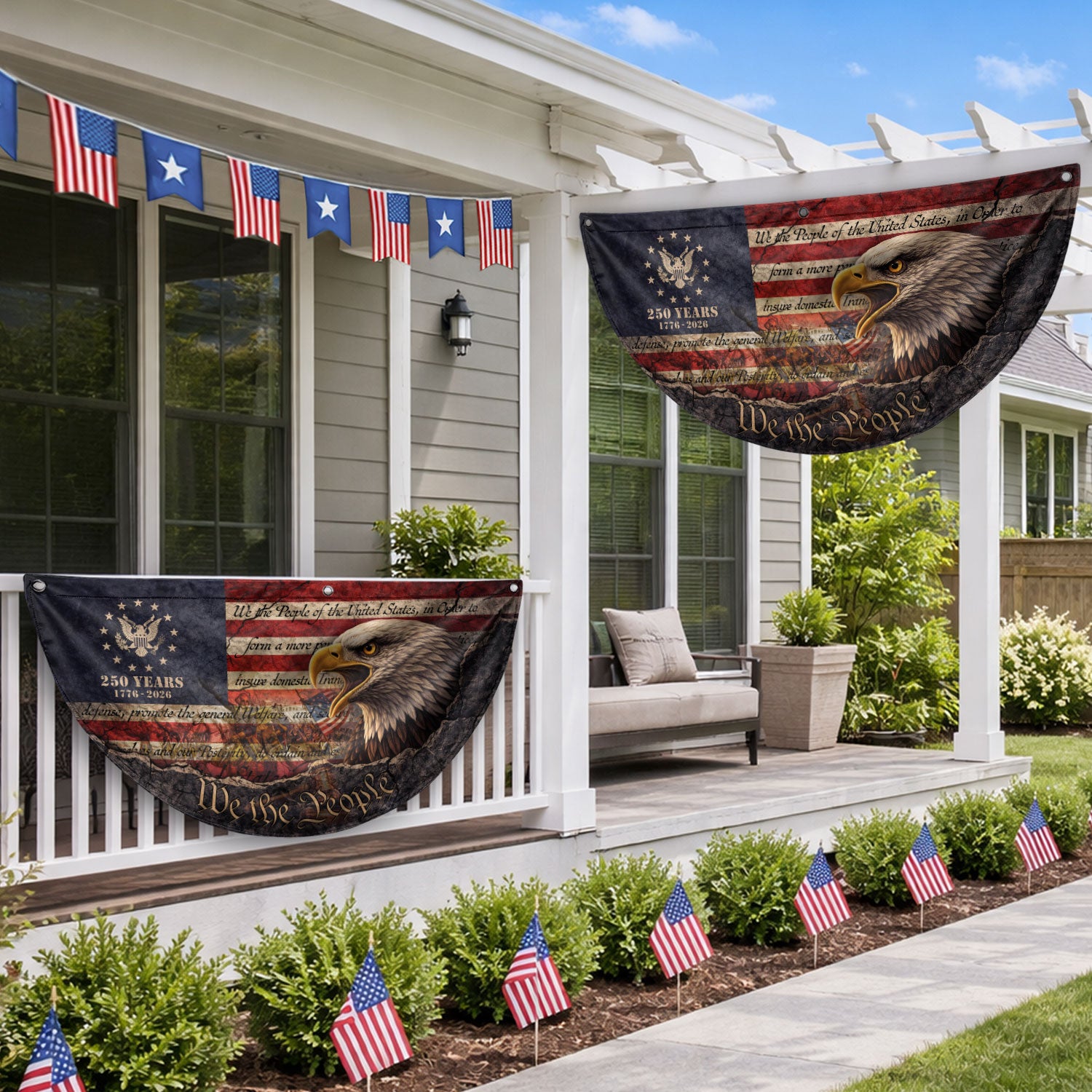 Fence Flag 250th Anniversary USA Flag 1776-2026 Eagle Patriotic Banner 250 Year American Anniversary Flag Decor - Rust Field Wear