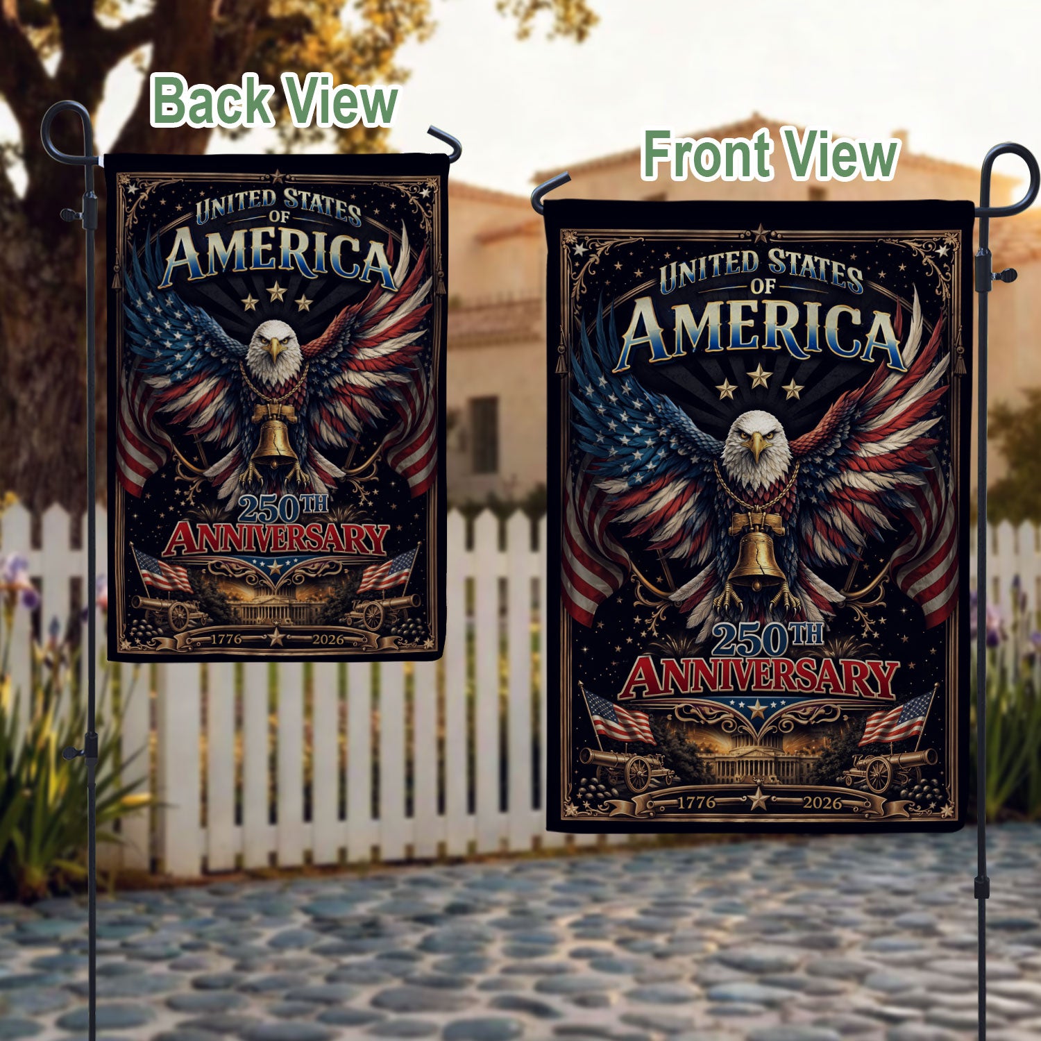 USA 250th Anniversary Commemorative Garden Flag - Patriotic Eagle Garden Decor for Home