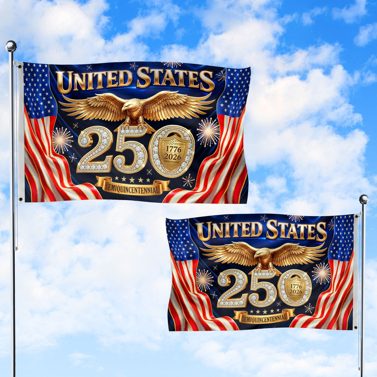 USA 250th Anniversary House Flag 1776–2026 Patriotic Eagle Outdoor Decor Banner - Rust Field Wear