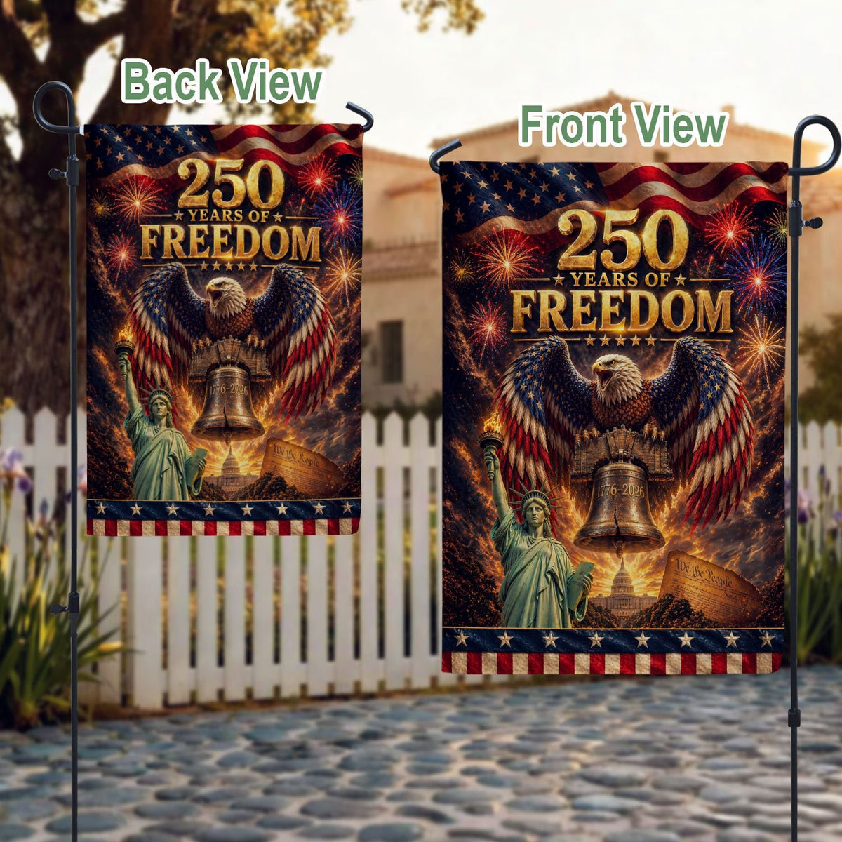 United States 250th Anniversary House Flag - Cinematic Liberty & Capitol Patriotic Banner - Rust Field Wear