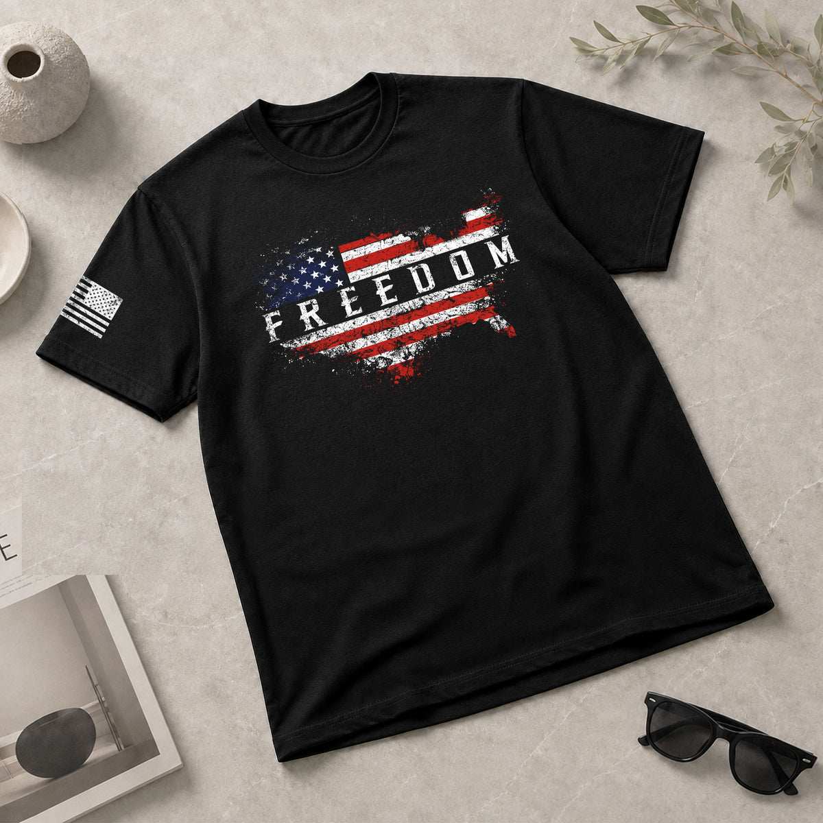 Freedom USA Map American Flag Patriotic Vintage, Patriotic T Shirts - Freedom Shirts for Men - Rust Field Wear