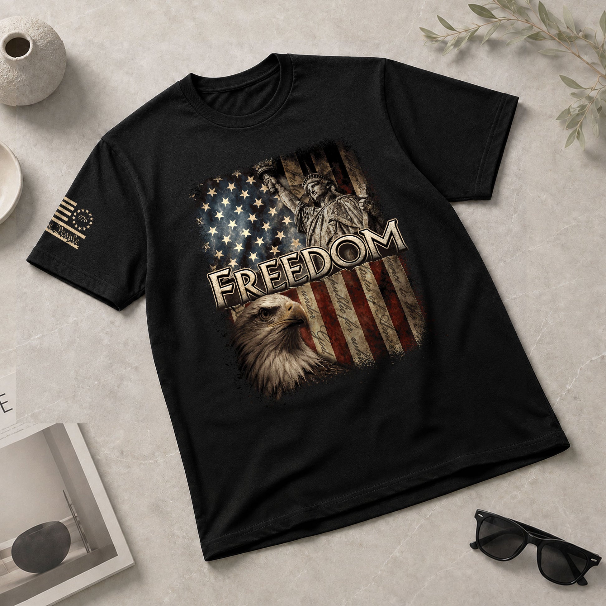 Freedom Statue of Liberty Eagle American Flag Patriotic Pride - Freedom T Shirt, Patriotic Shirts for Men - Rust Field Wear