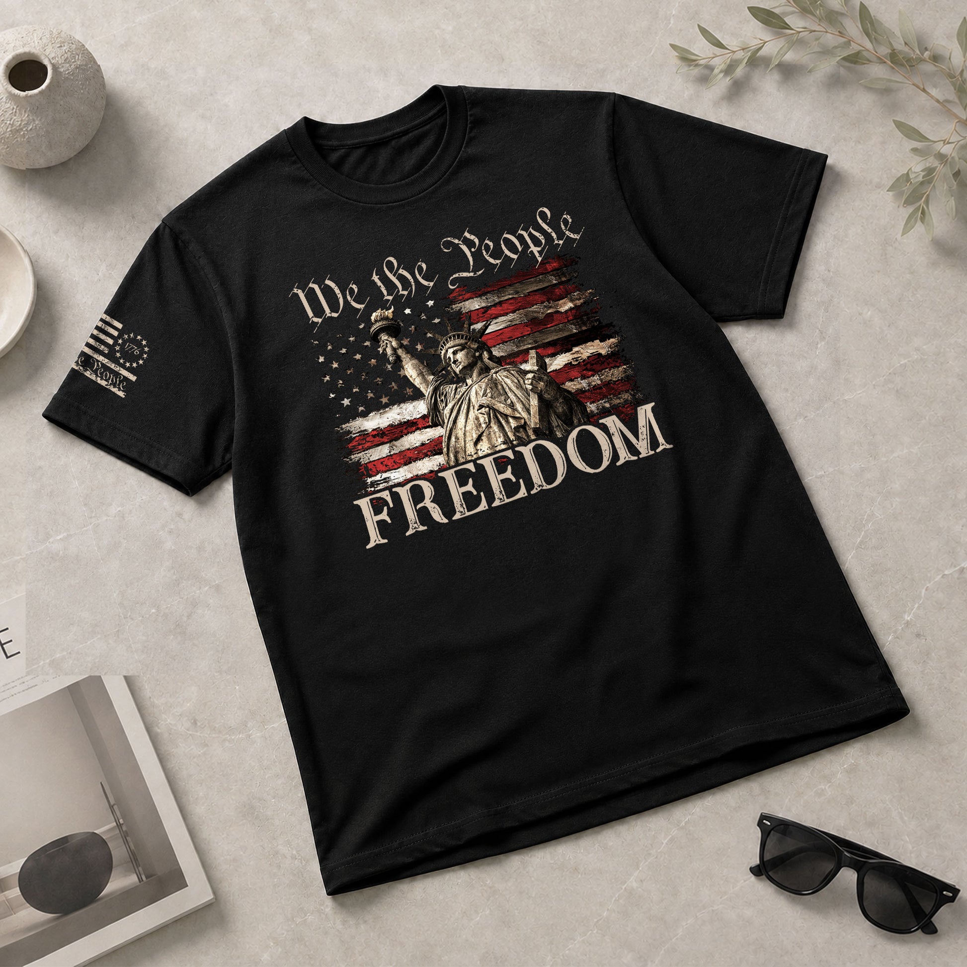 Freedom We The People Statue of Liberty American Flag Patriotic, Patriotic T Shirts - Freedom Shirts for Men - Rust Field Wear