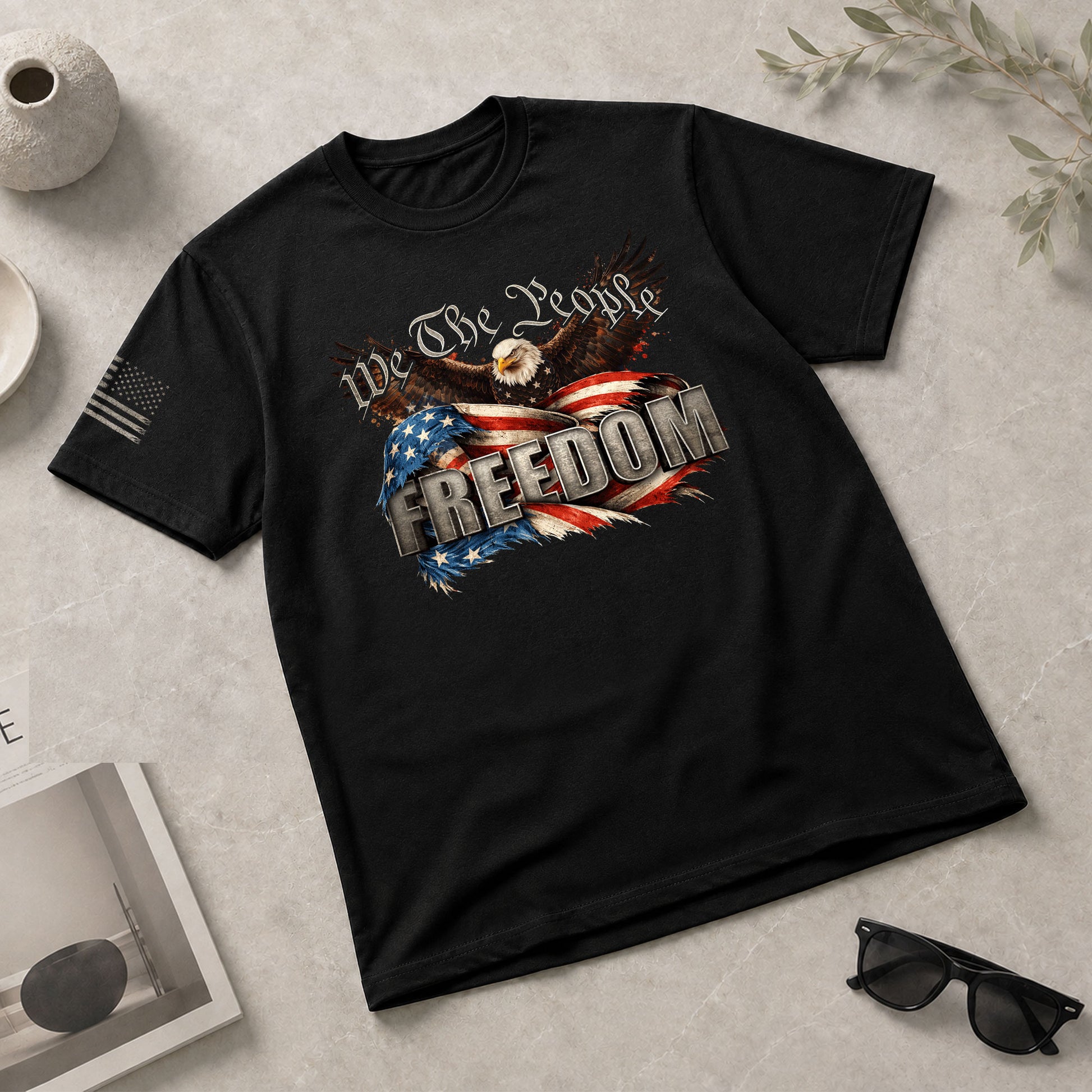 Patriotic T Shirts, American Pride Freedom We The People Flag Eagle Patriotic - Freedom Shirts for Men - Rust Field Wear