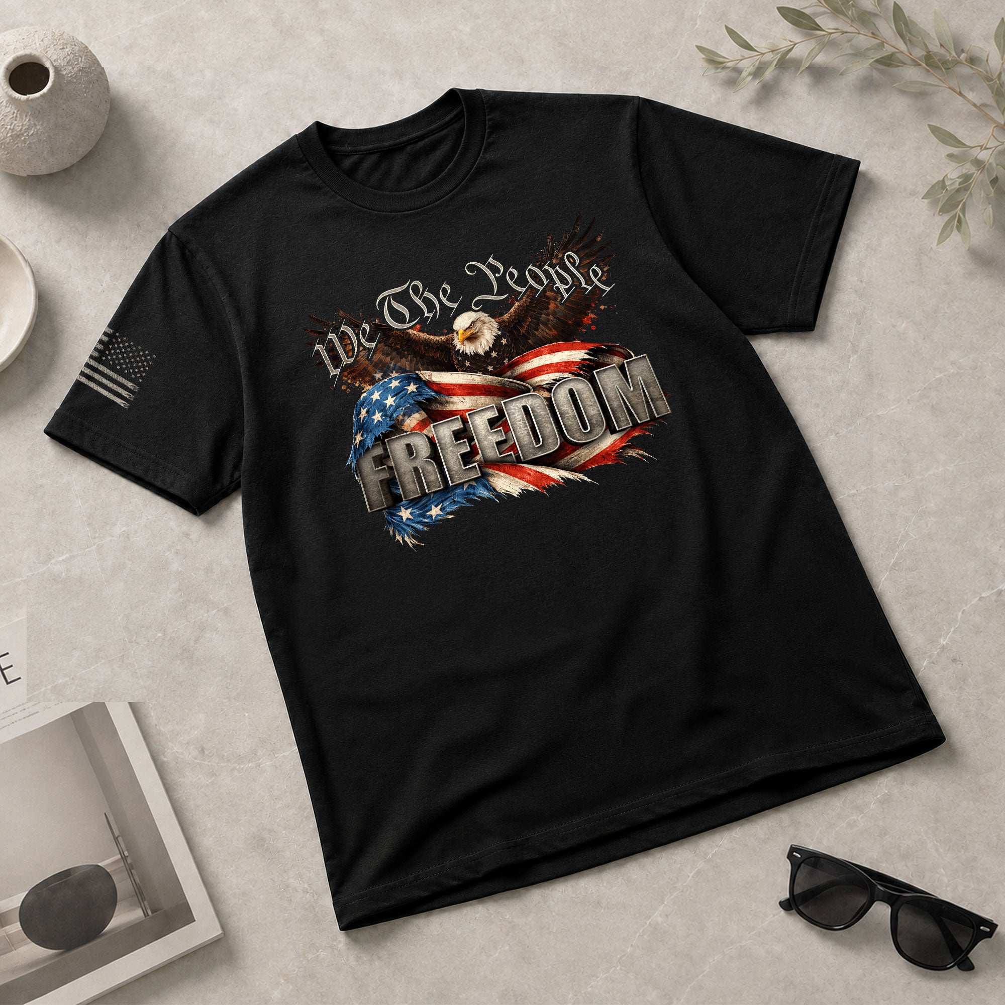 Patriotic T Shirts, American Pride Freedom We The People Flag Eagle Patriotic - Freedom Shirts for Men - Rust Field Wear