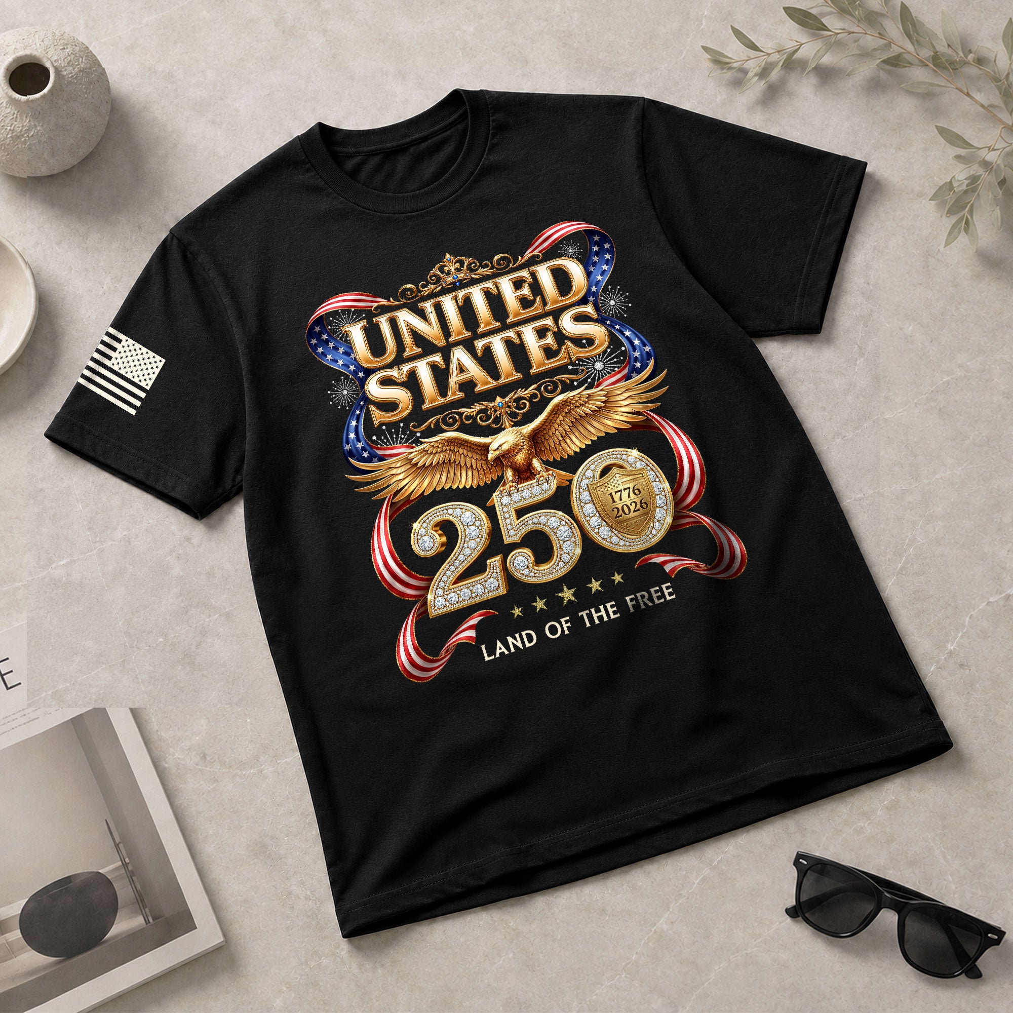 1776-2026 250th Anniversary T-Shirt - United States Golden Eagle Luxury Graphic - Rust Field Wear