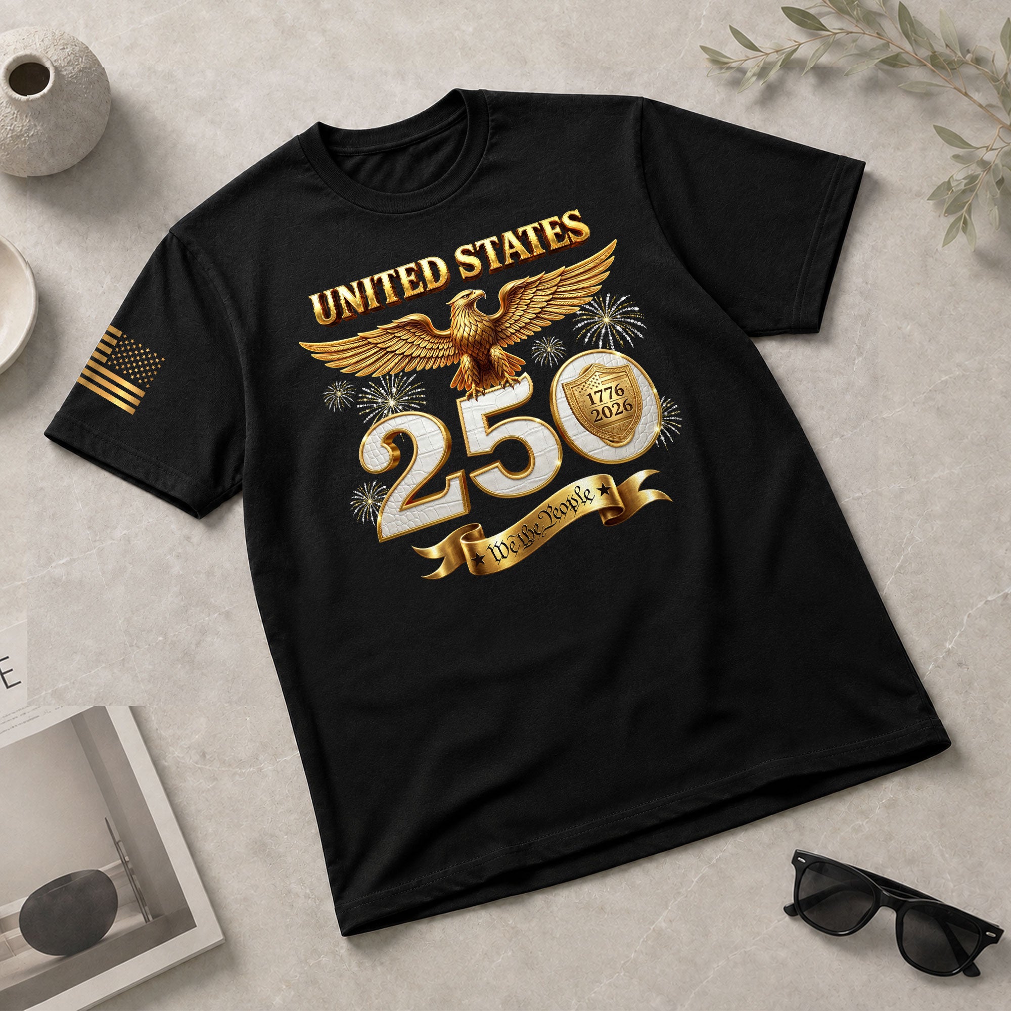 Patriotic 250 Years T-Shirt 1776-2026 - United States Golden Eagle Anniversary Shirt - Rust Field Wear