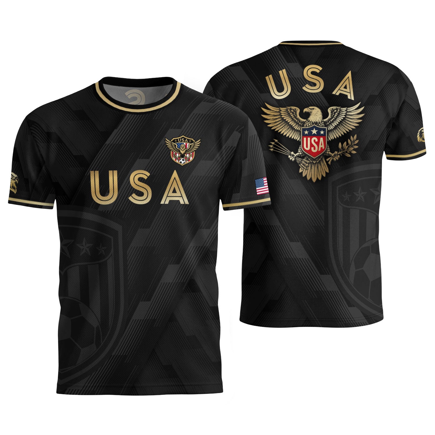 Black USA Soccer Jersey Eagle Patriotic United States Football Shirt Men Women Gift