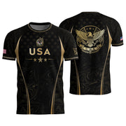 USA Soccer Jersey Patriotic Eagle Black Gold Marble Football Shirt Men Women Sportswear