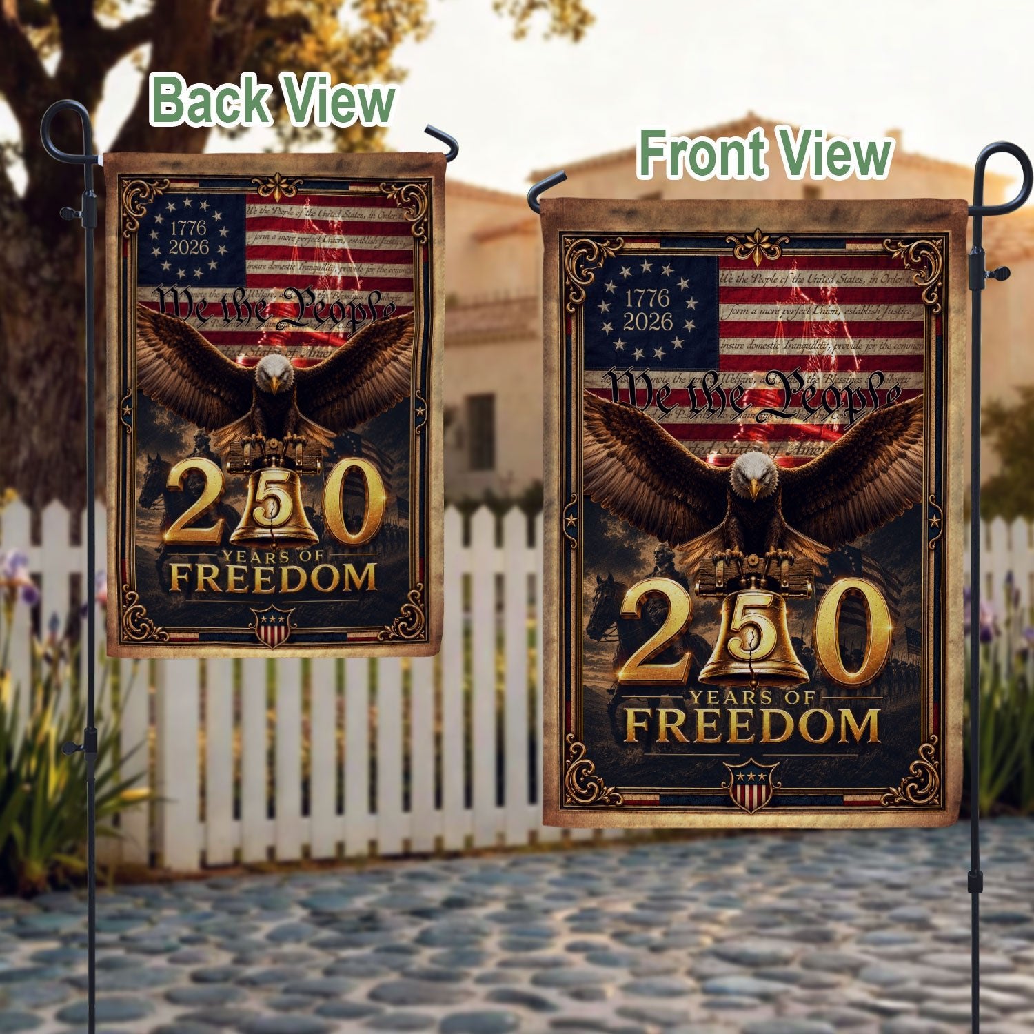 250 Years of Freedom Garden Flag 1776-2026 Patriotic Bald Eagle US We the People Decor - Rust Field Wear