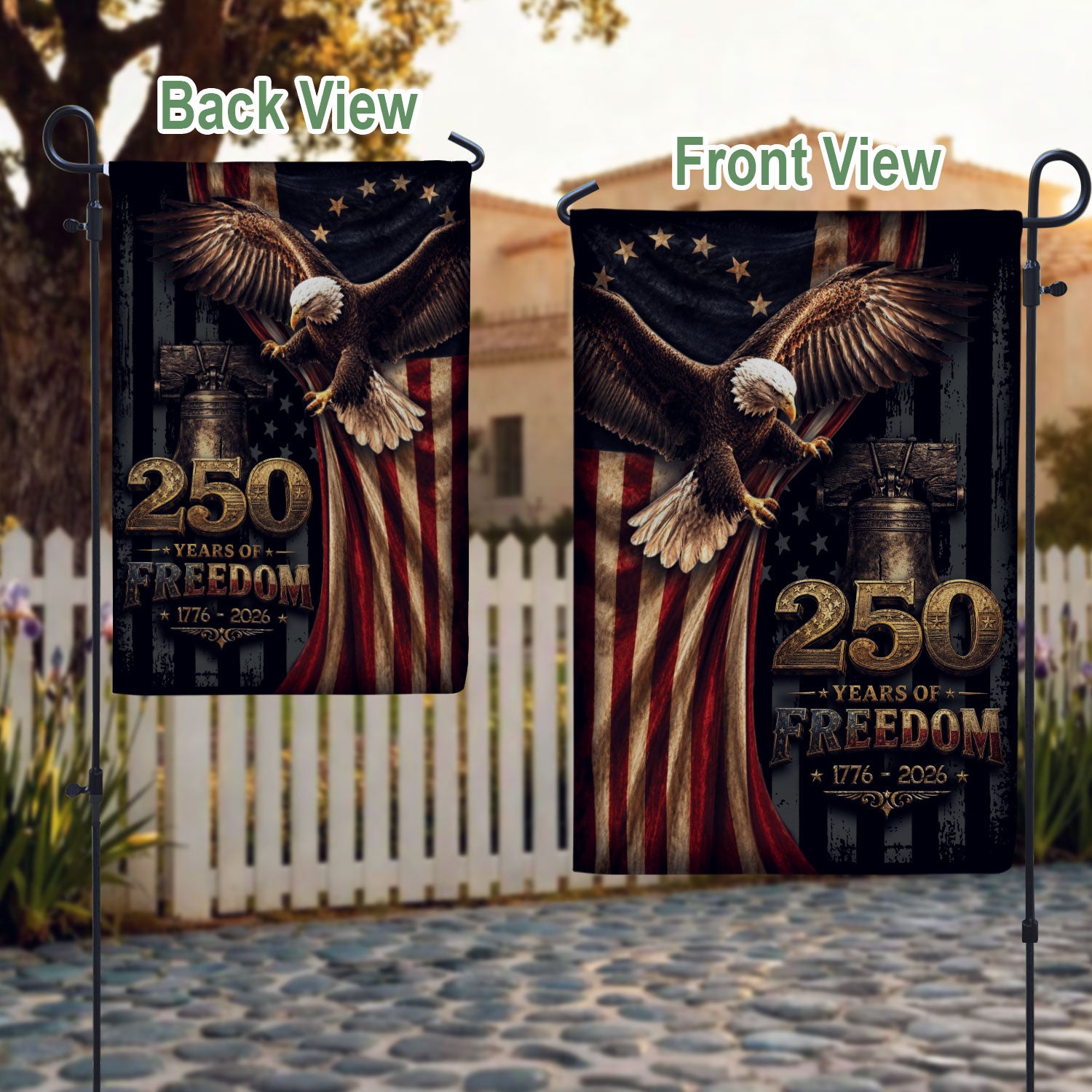 250 Years of Freedom 1776-2026 House Flag American Patriotic Eagle Garden Banner Decor