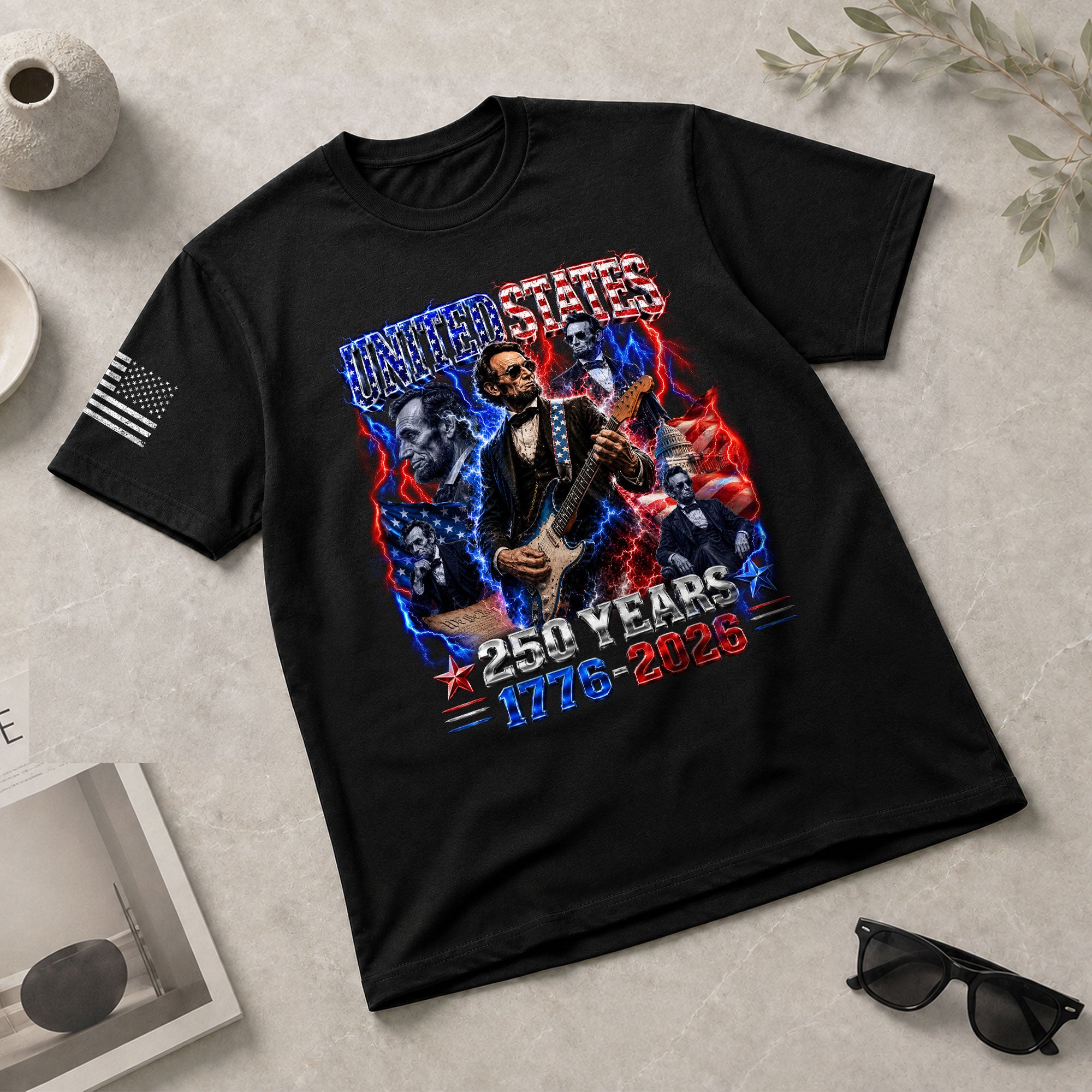 Abraham Lincoln Guitar Shirt Patriotic 1776 2026 American Pride Tee - Rust Field Wear