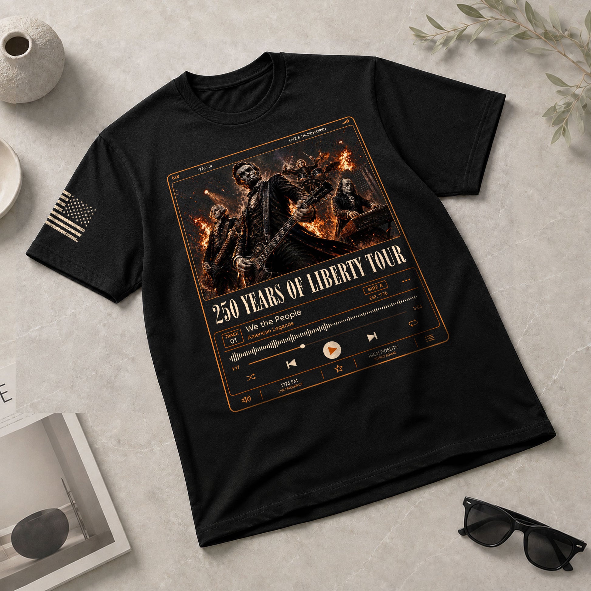 250 Years of Liberty Tour Shirt Vintage Patriotic Rock Band USA Freedom Tee - Rust Field Wear