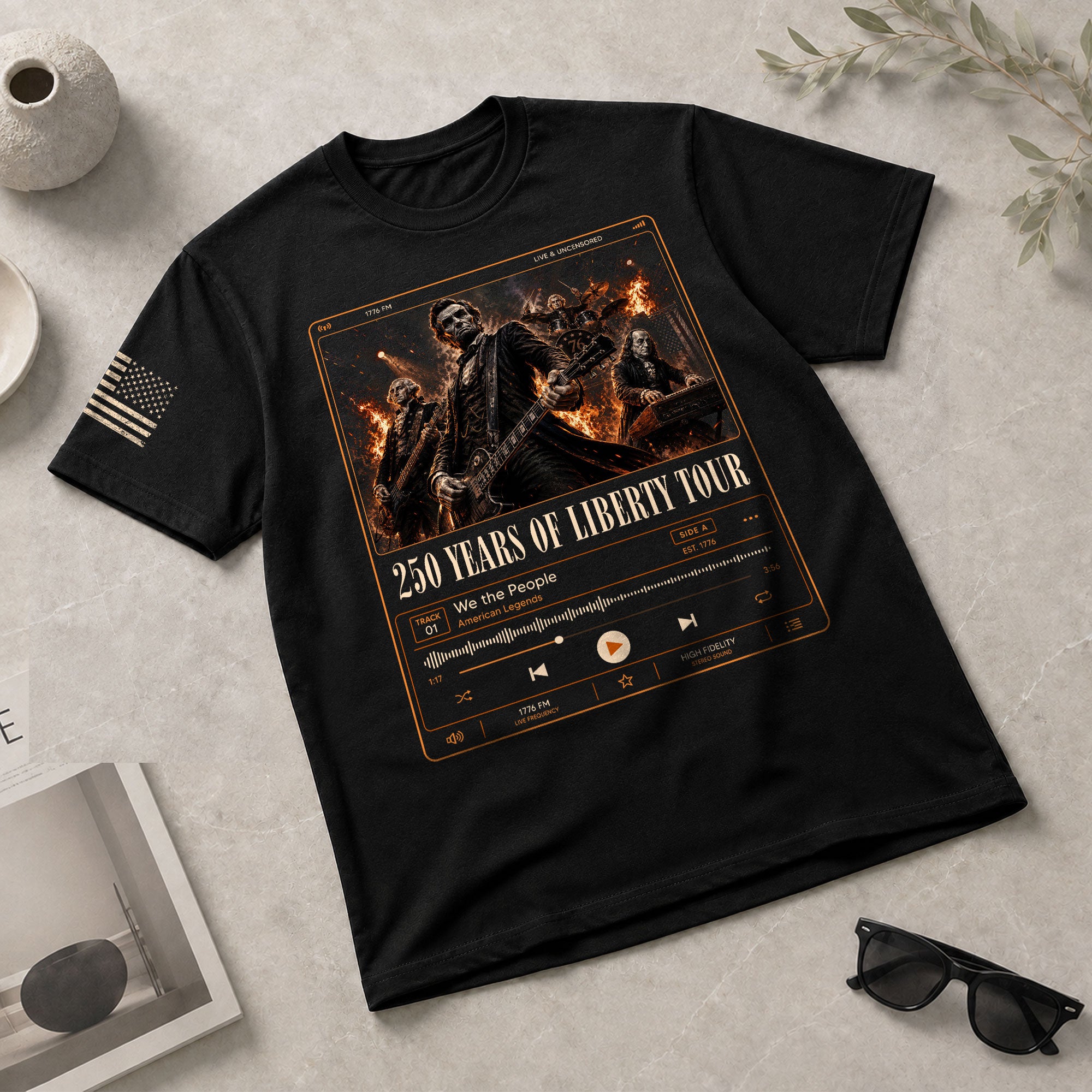 250 Years of Liberty Tour Shirt Vintage Patriotic Rock Band USA Freedom Tee - Rust Field Wear
