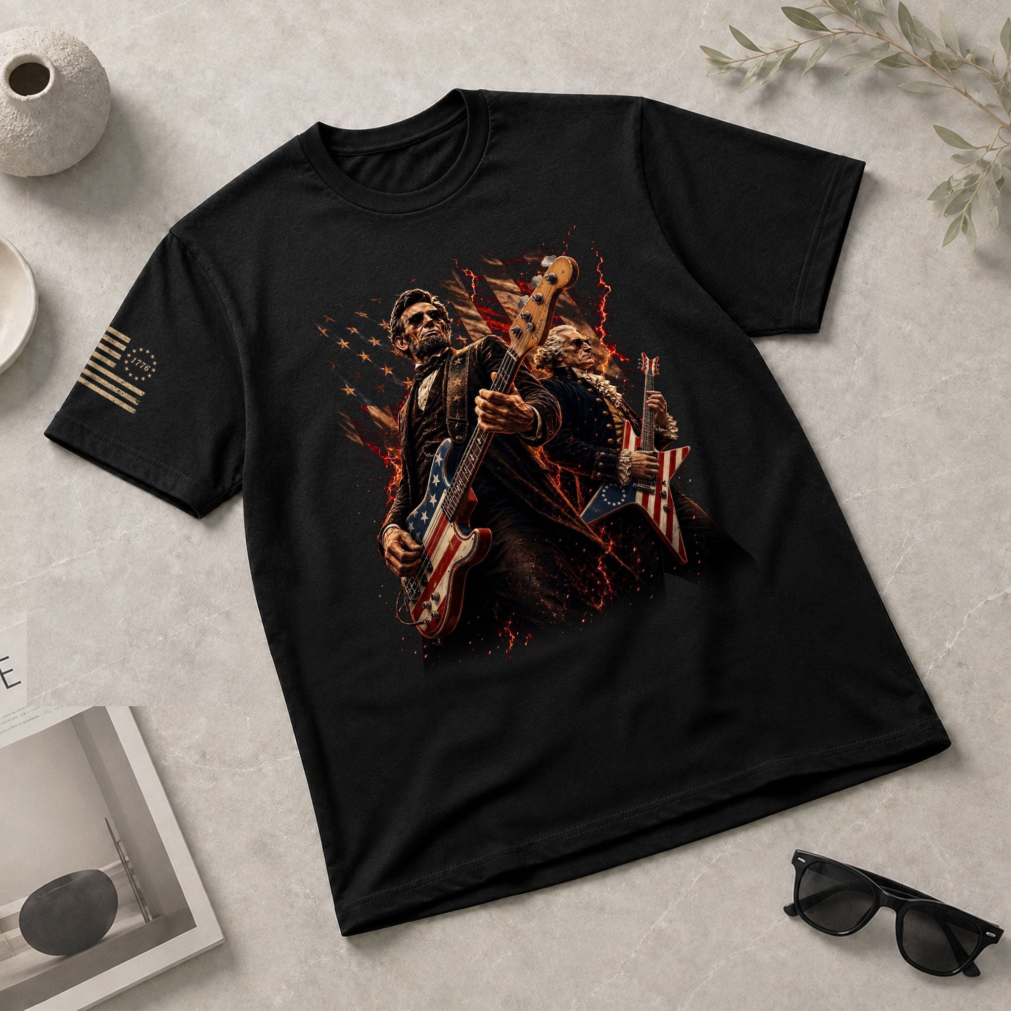 Patriotic Guitar Heroes Shirt 250 Years of Freedom Vintage American Rock Tee - Rust Field Wear