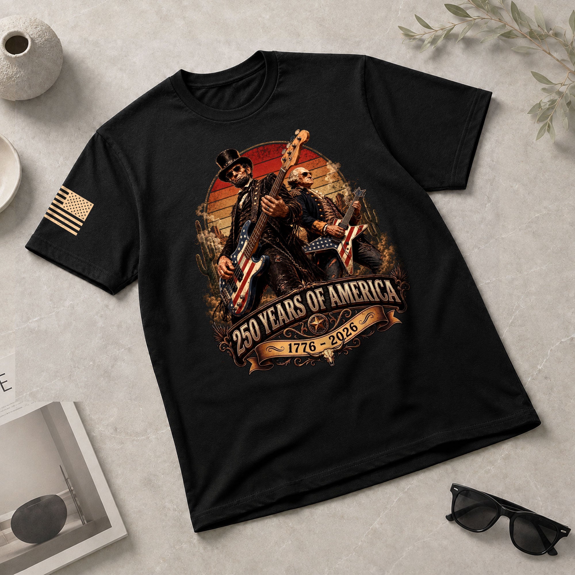 250 Years of America Shirt Vintage Patriotic Guitar Rock Freedom Tee 1776–2026 - Rust Field Wear