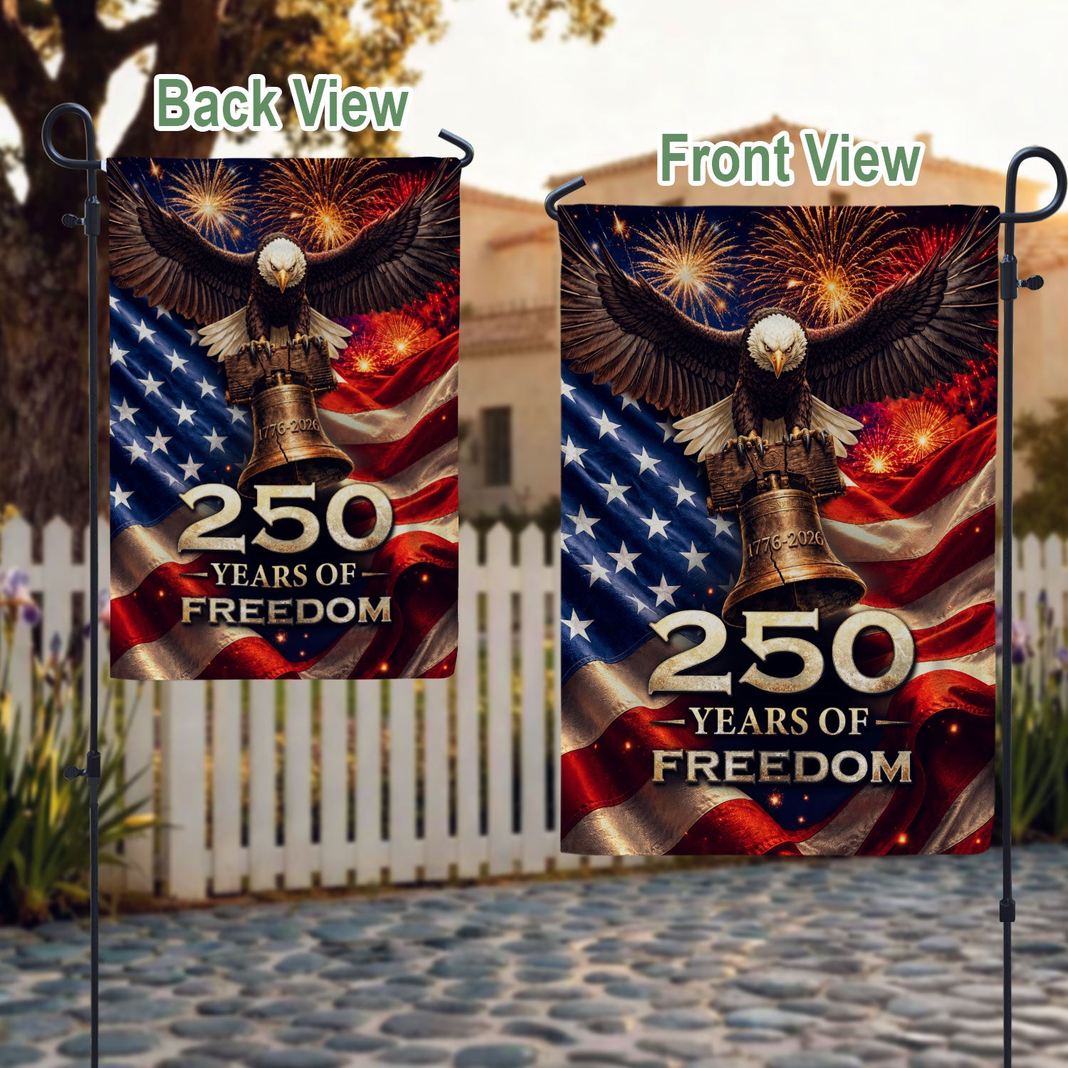 250 Years of Freedom House Flag American Eagle Patriotic Outdoor Decor USA