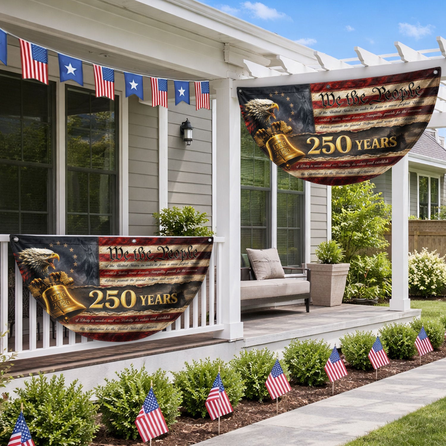 250th Anniversary US Fence Flag 1776-2026 Patriotic We The People Outdoor Banner