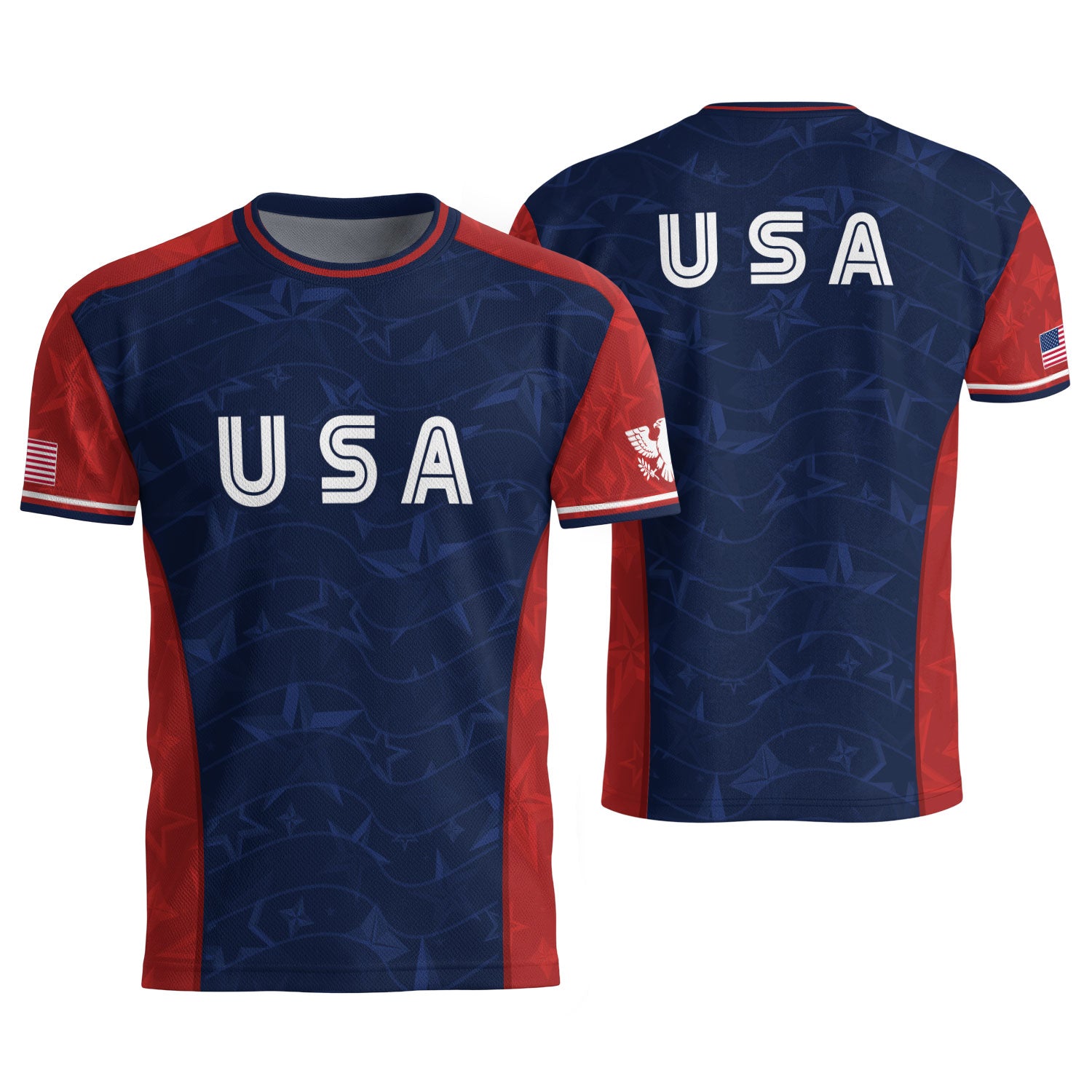 Navy Orange USA Soccer Jersey Men Patriotic Stars Stripes American Football Shirt Fan Gear
