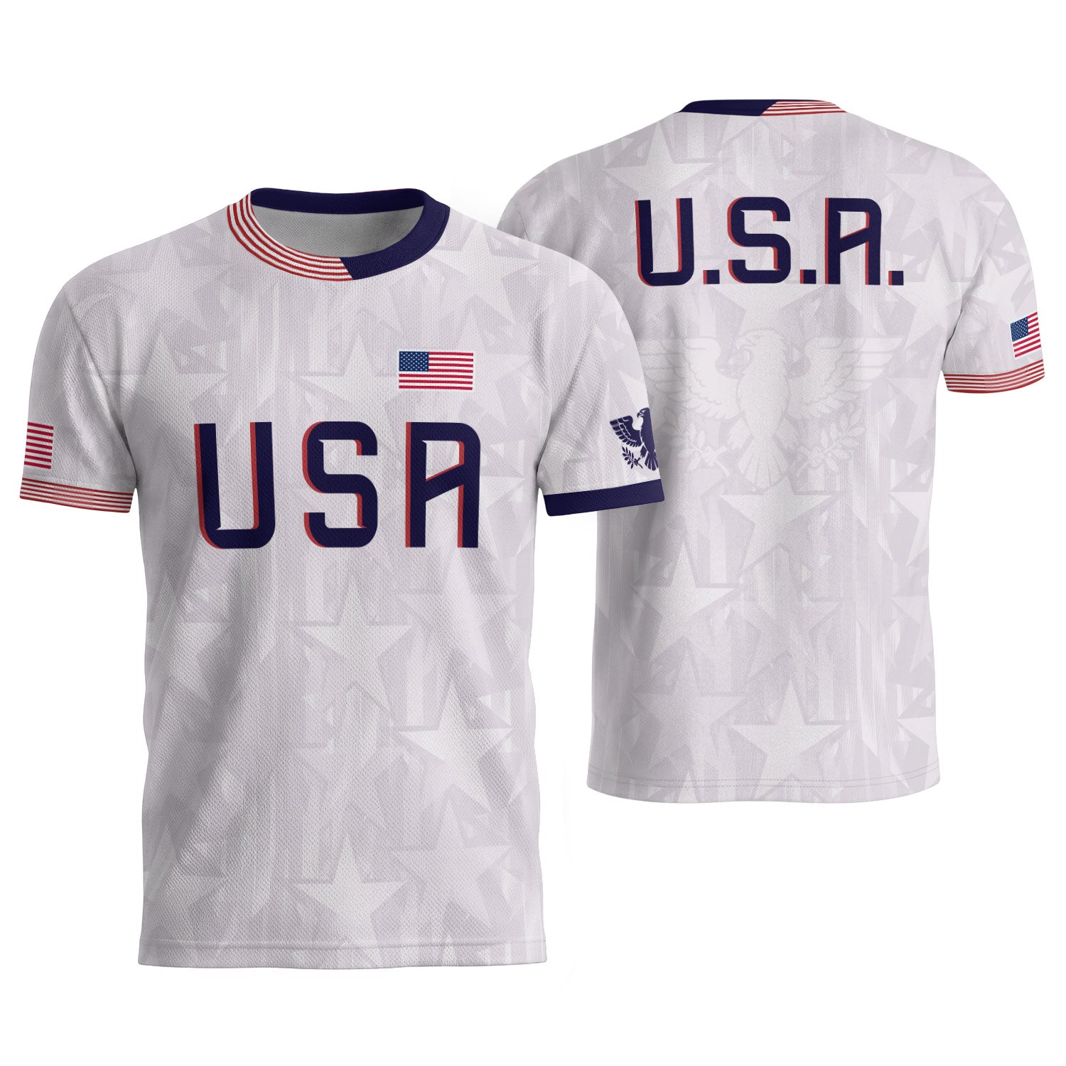 White USA Soccer Jersey Men Patriotic United States Football Shirt Team Sportswear Gift