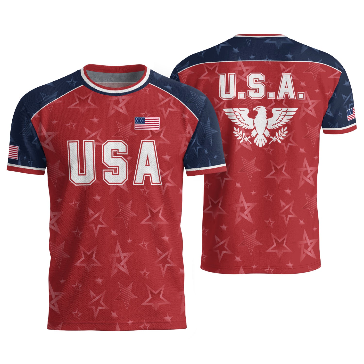 Orange Navy USA Soccer Jersey Men Patriotic United States Football Shirt White Eagle Crest Gift