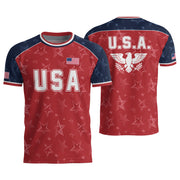 Orange Navy USA Soccer Jersey Men Patriotic United States Football Shirt White Eagle Crest Gift