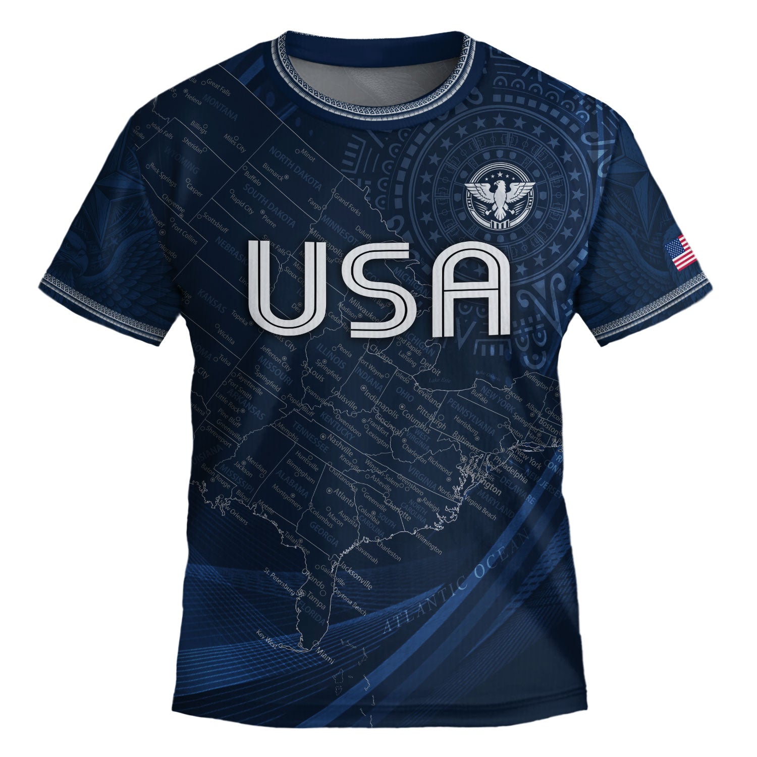 USA Kids Soccer Jersey Set Navy Blue Eagle Map Patriotic Football Outfit Kit