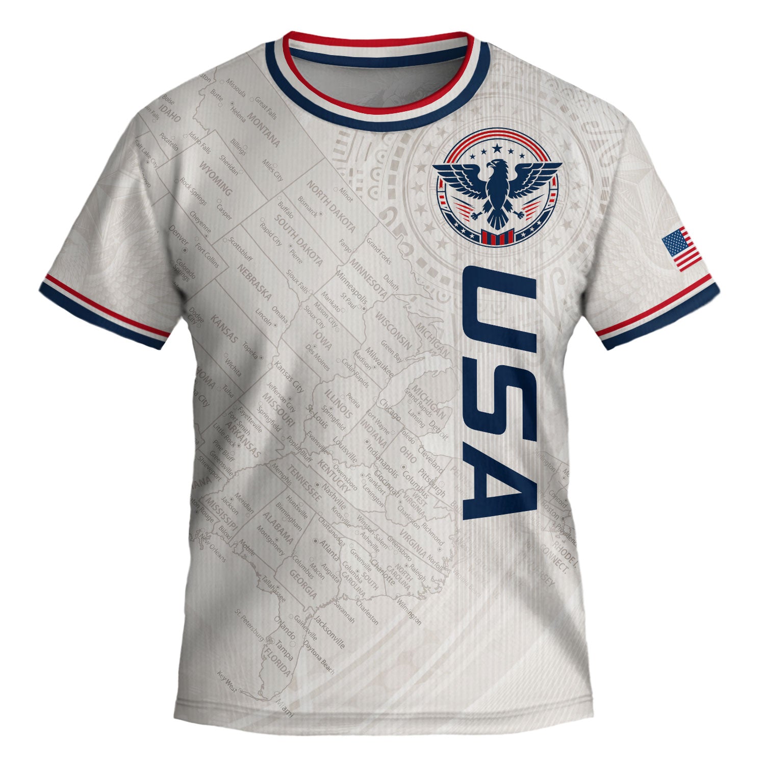 USA Kids Soccer Jersey Set White Eagle Patriotic Youth Football Outfit Kit