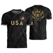Black Adult Soccer Jersey Gold Style Iconic USA Eagle Graphic Team Training Shirt - Rust Field Wear