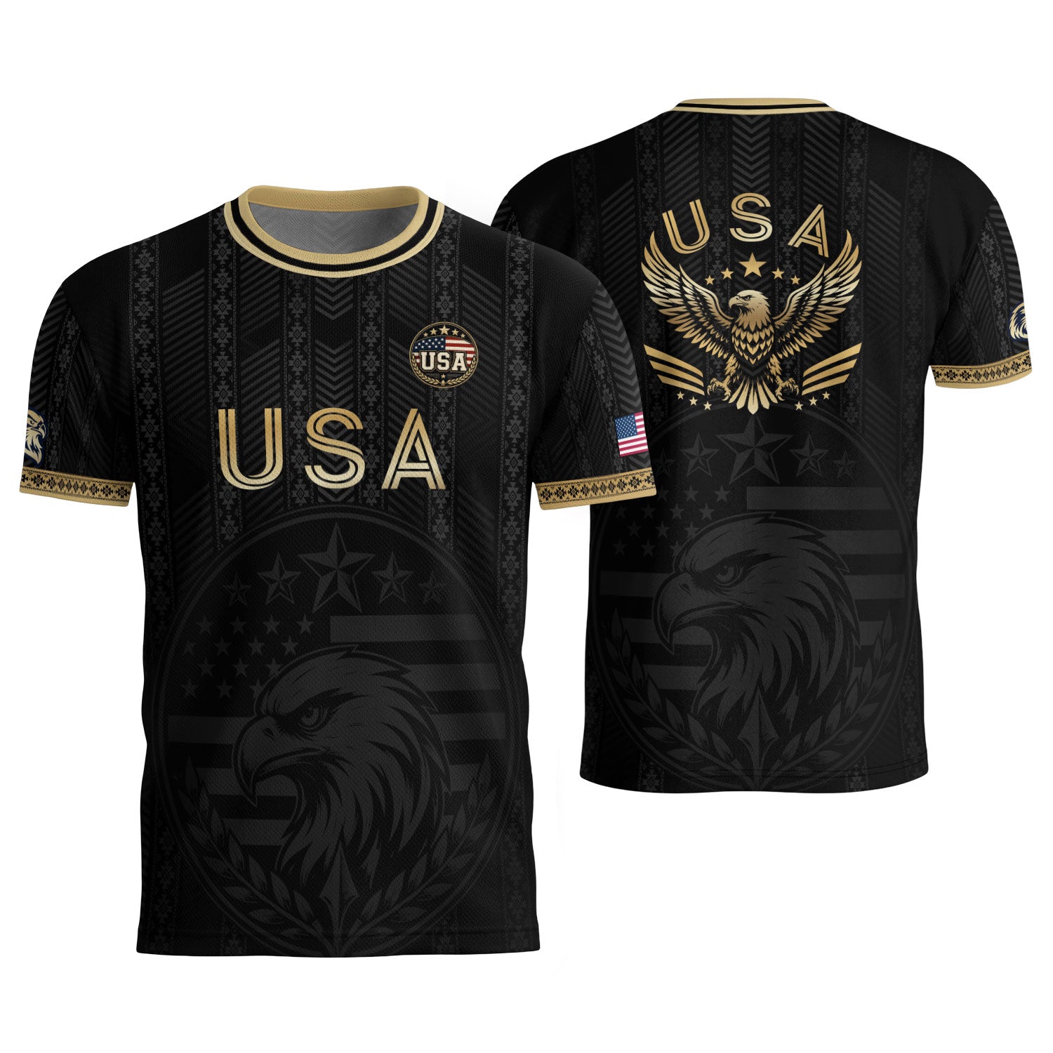 Elite Black Adult Soccer Jersey Edition Eagle Emblem Patriotic Athletic Sport Top