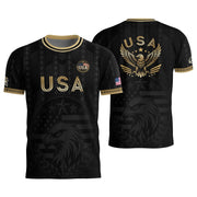 Elite Black Adult Soccer Jersey Edition Eagle Emblem Patriotic Athletic Sport Top - Rust Field Wear