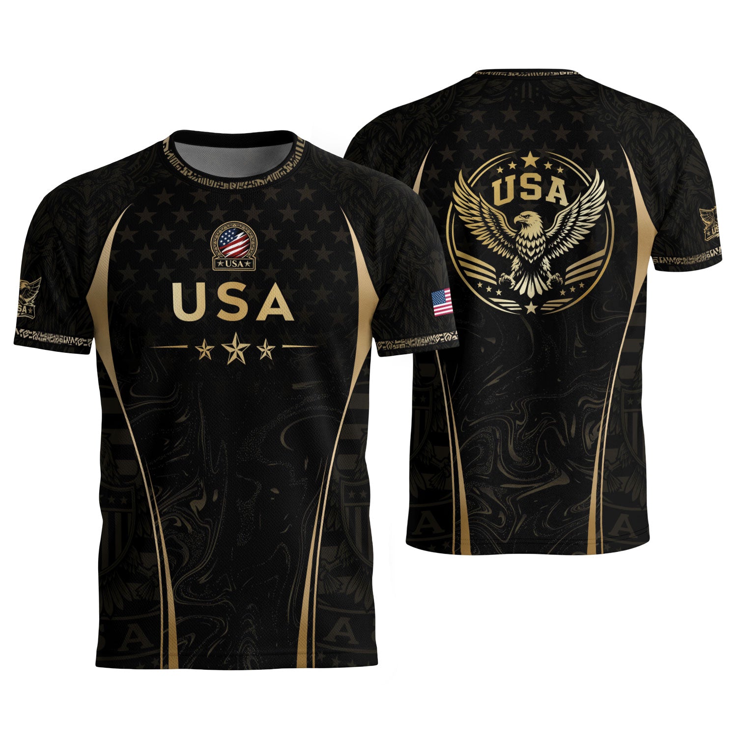 Adult Soccer Jersey Black Gold Style Iconic USA Eagle Graphic Team Training Shirt