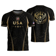 Adult Soccer Jersey Black Gold Style Iconic USA Eagle Graphic Team Training Shirt - Rust Field Wear