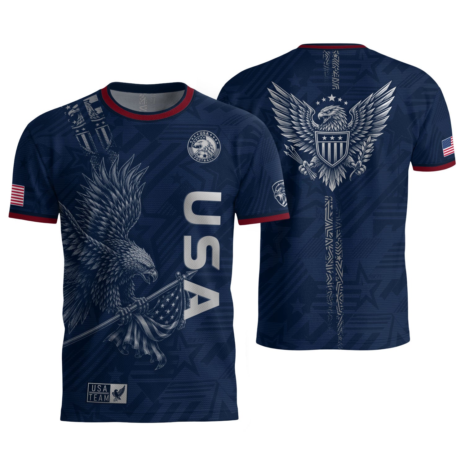 Patriotic Eagle Adult USA Soccer Jersey Navy Blue Shirt United States Football Tee