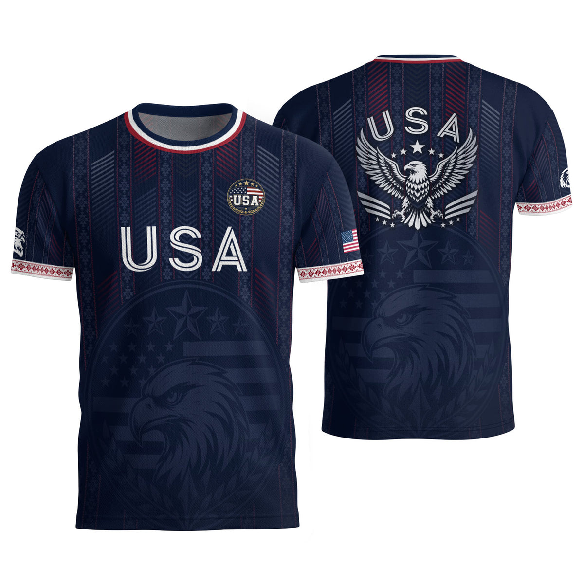 Navy Blue USA Soccer Jersey Patriotic Eagle Football Shirt American Flag Inspired Sports Fan Apparel for Men - Rust Field Wear